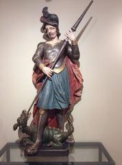 Saint Michael  Slaying the Dragon, Carved and Painted Wood, Germany 18th Century