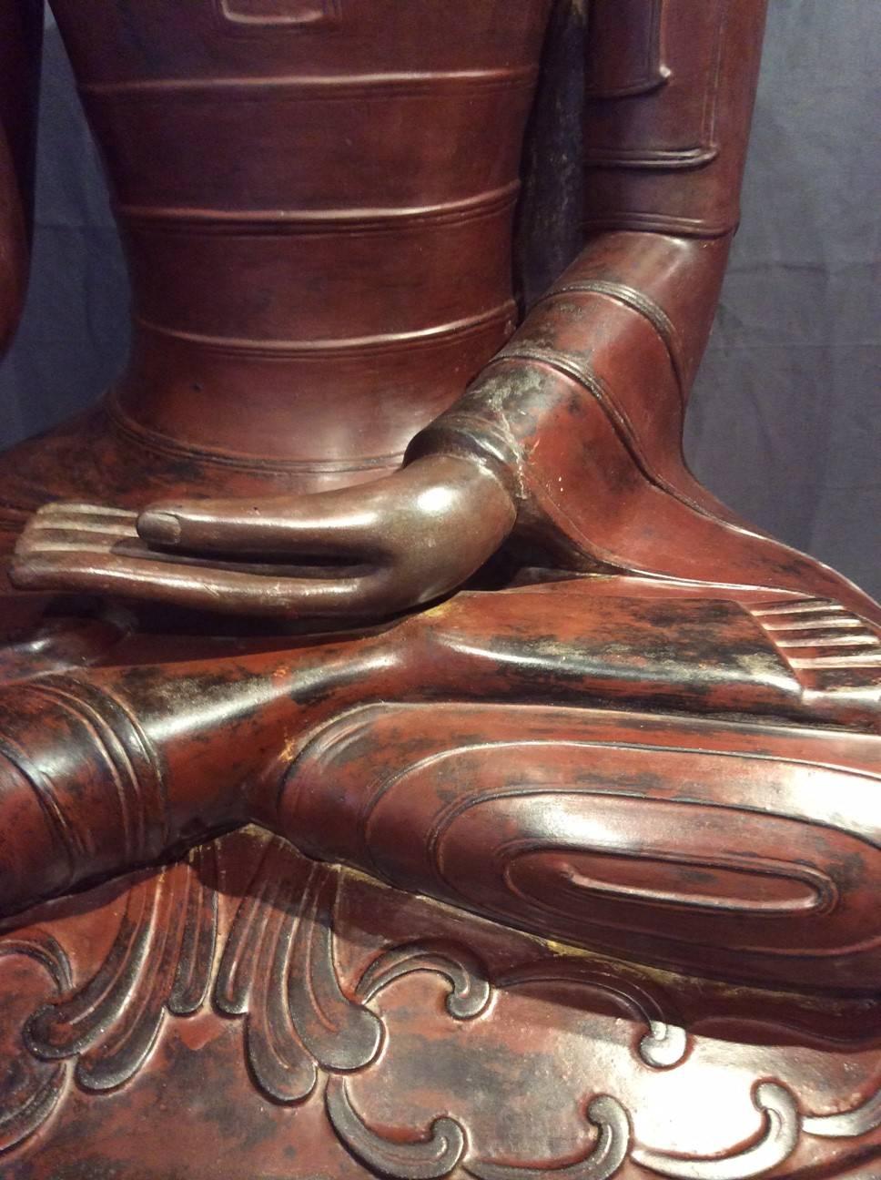 Burmese Huge Buddha Statue in Lacquer from the Region of Shan, Burma