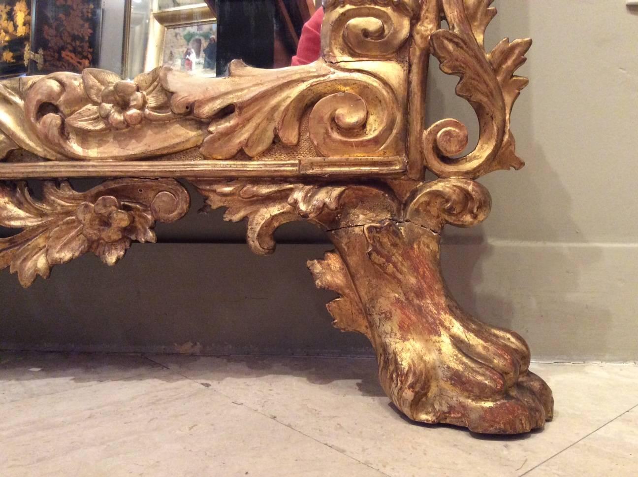 French 19th Century Giltwood Fireplace Mirror, Italy