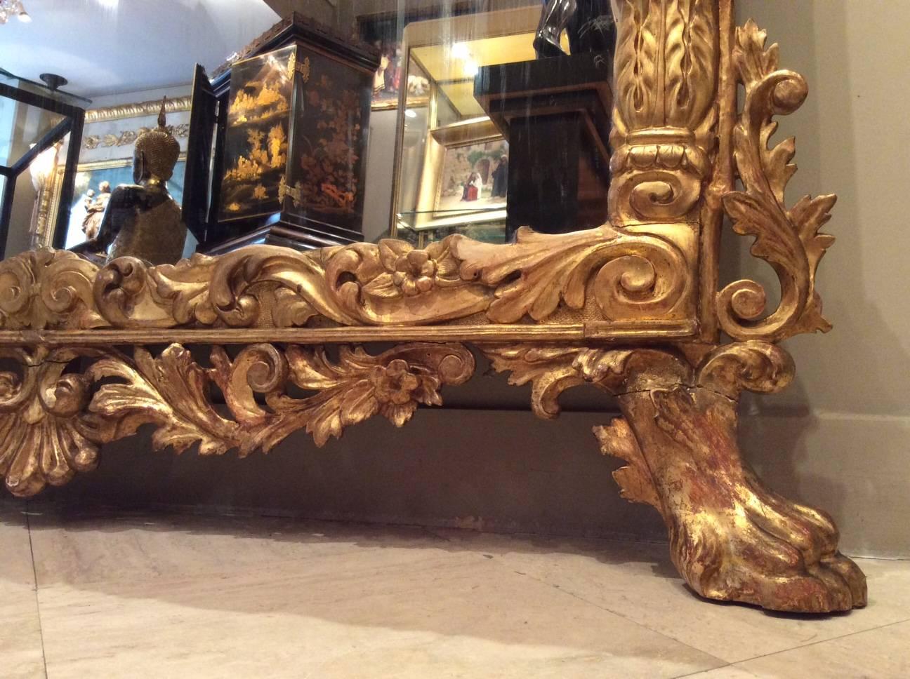 Carved 19th Century Giltwood Fireplace Mirror, Italy
