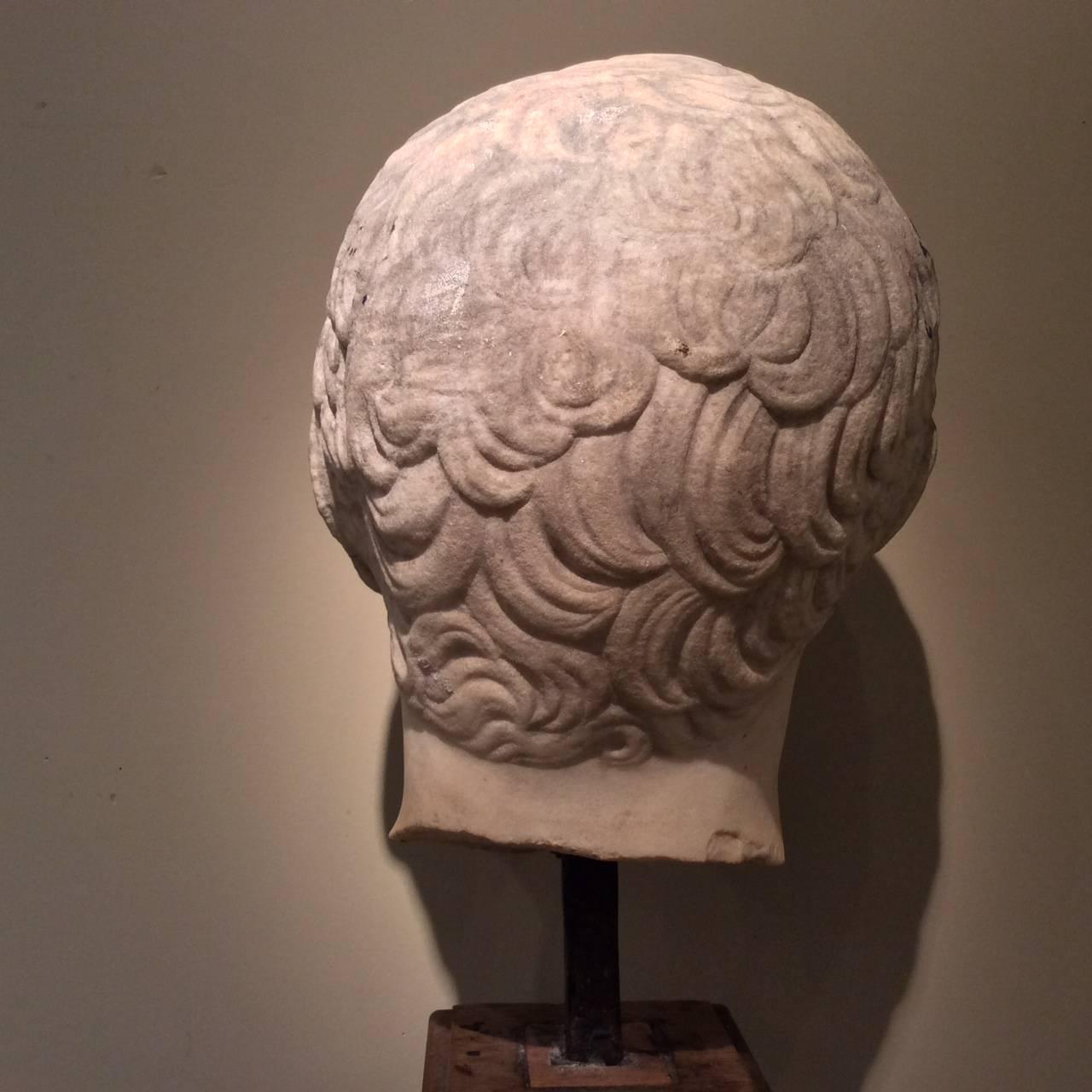 18th Century and Earlier Marble Head, Doubtfully Demosthenes , Italian Work , 16th or 17th Century