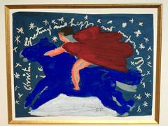 Raoul Dufy "Christmas Greetings" Gouache on Paper, Signed RD, circa 1920