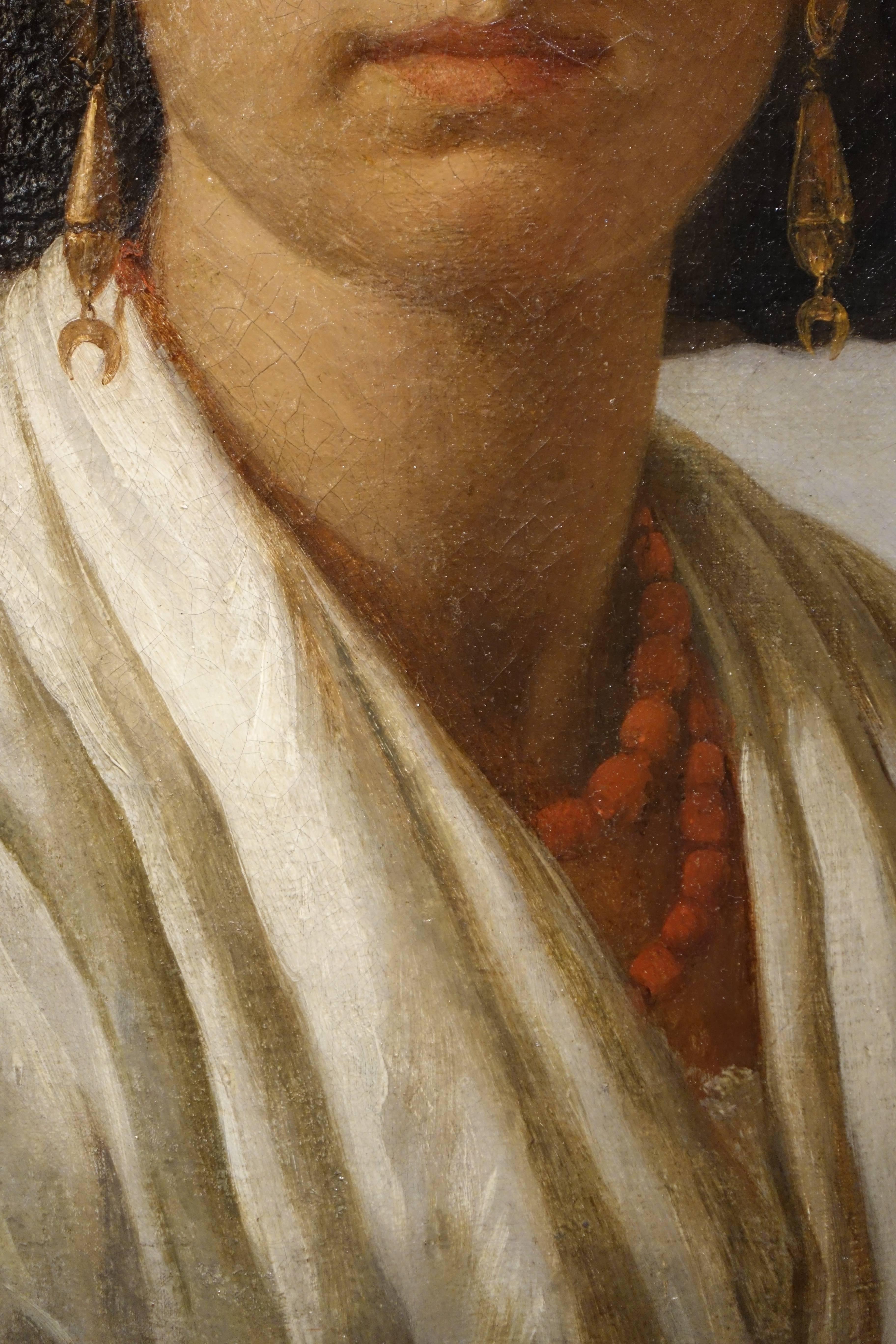 Portrait of a Roman Woman Attributed to J.V. Schnetz (1787-1870) In Good Condition For Sale In Paris, FR