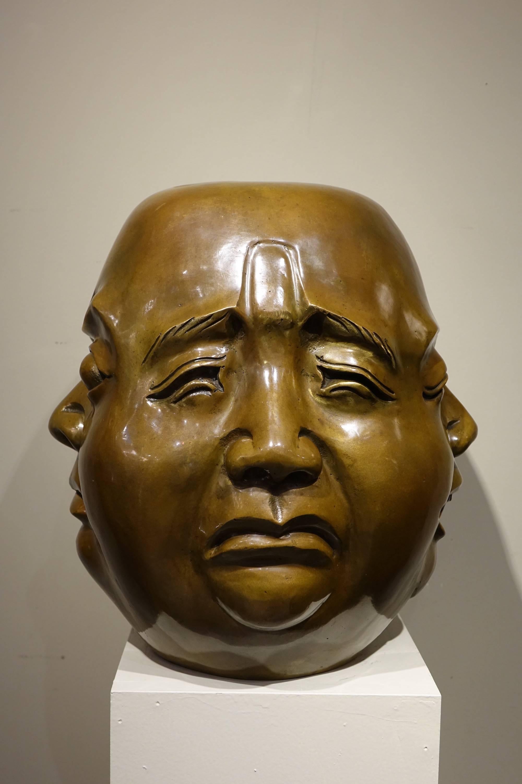 Chinese Export Chinese Bronze Four-Faced Head, China, Late 19th Century For Sale