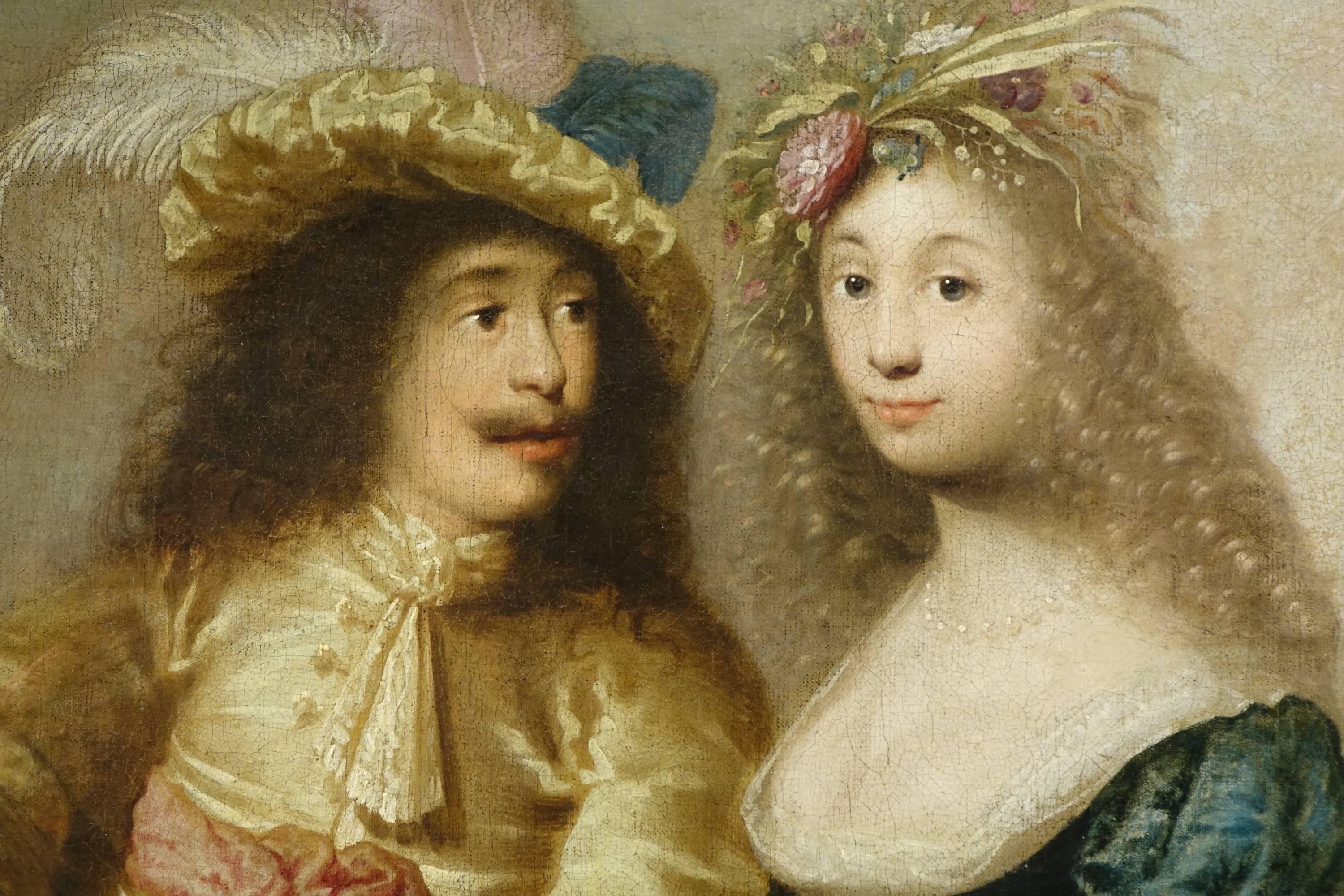 Portrait of a young couple of aristocrats,Flemish School 17th Century Oil on canvas
17th century period frame
