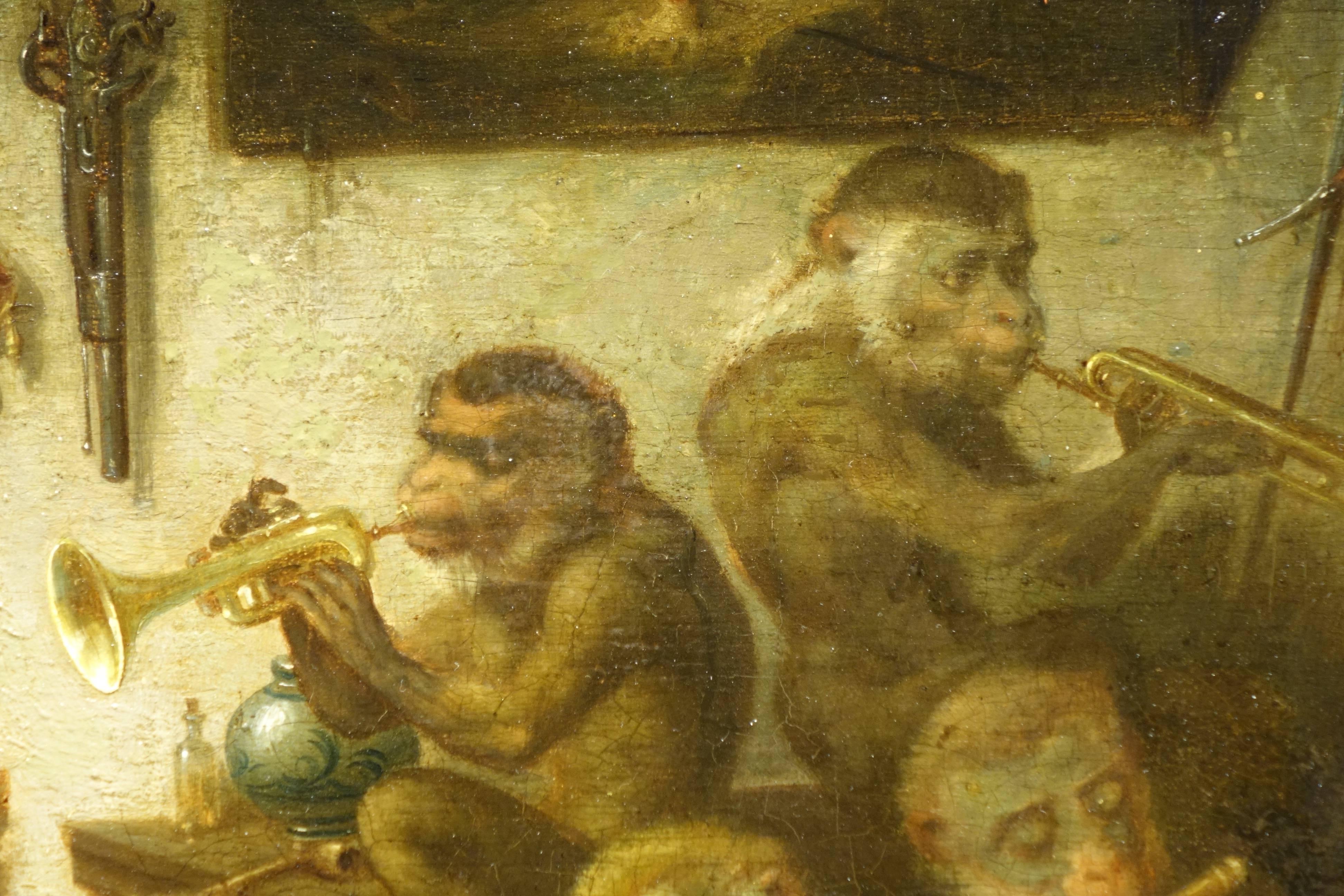  Orchestra of Monkeys, Oil on Panel , French School, Circa 1850 1