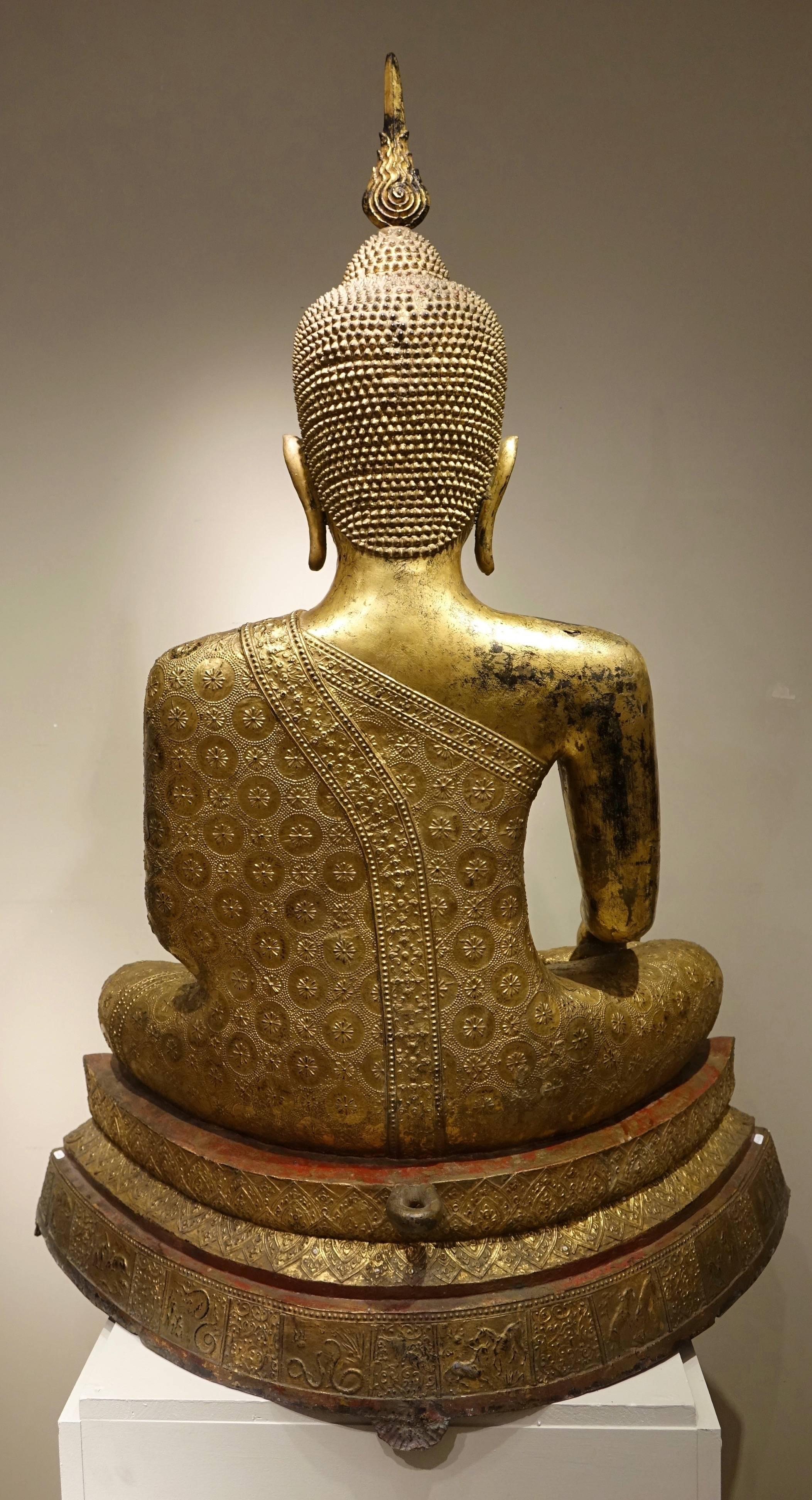 Thai Impressive Bronze Buddha Statue in Rattanakosin Style, Late 19th Century