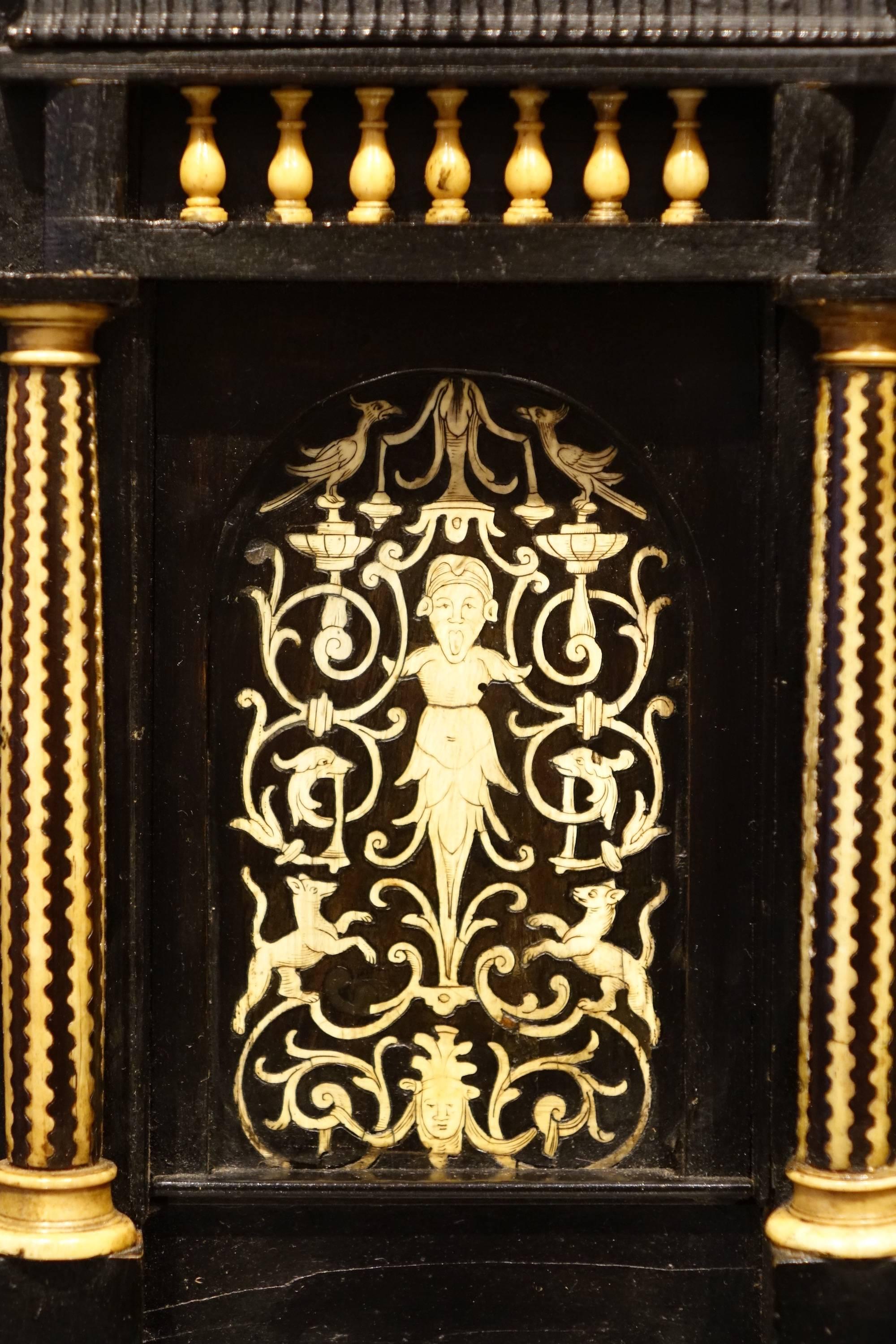17th Century Ebonized Wood Cabinet with Inlay, Northern Italy 1