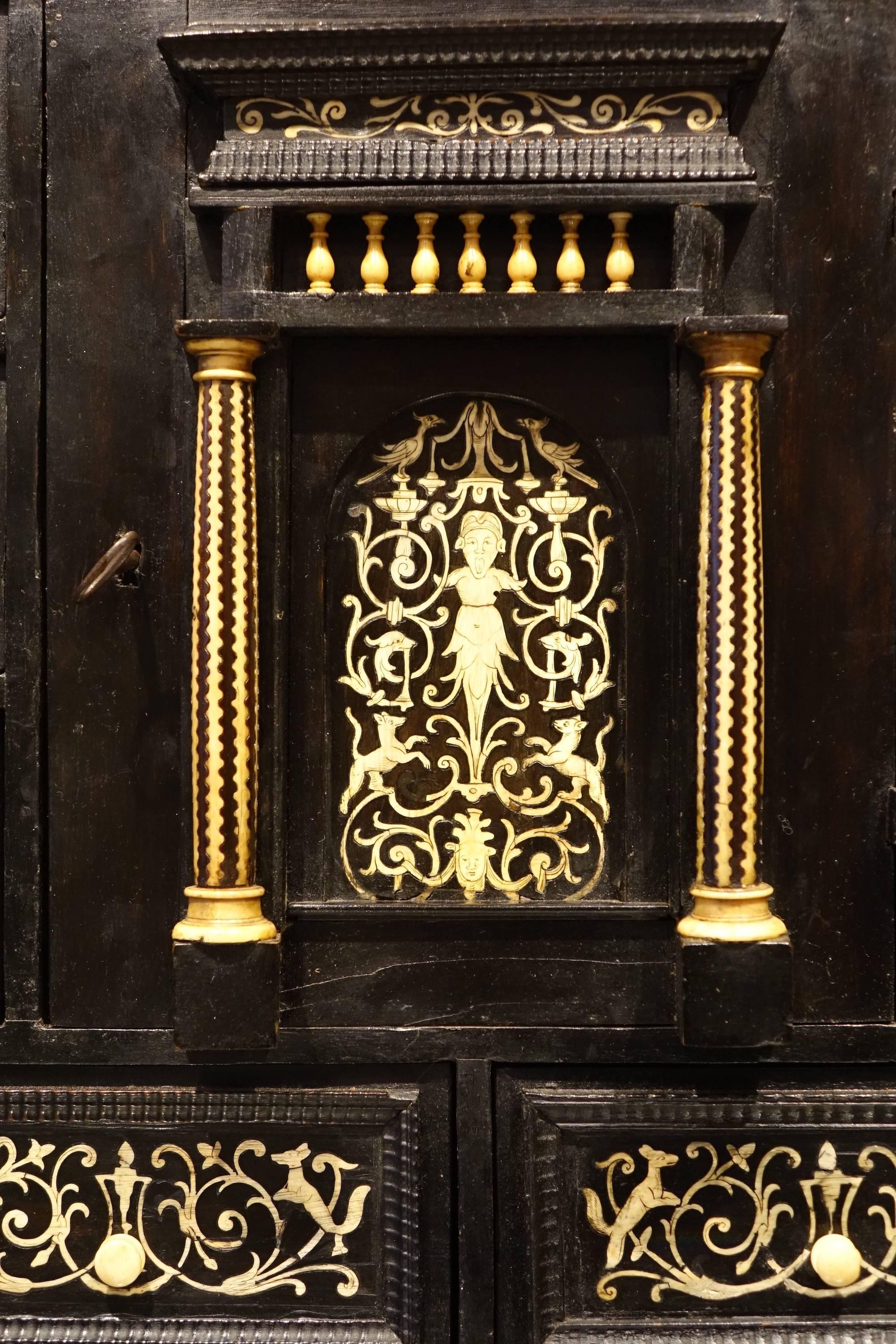 17th Century Ebonized Wood Cabinet with Inlay, Northern Italy 2