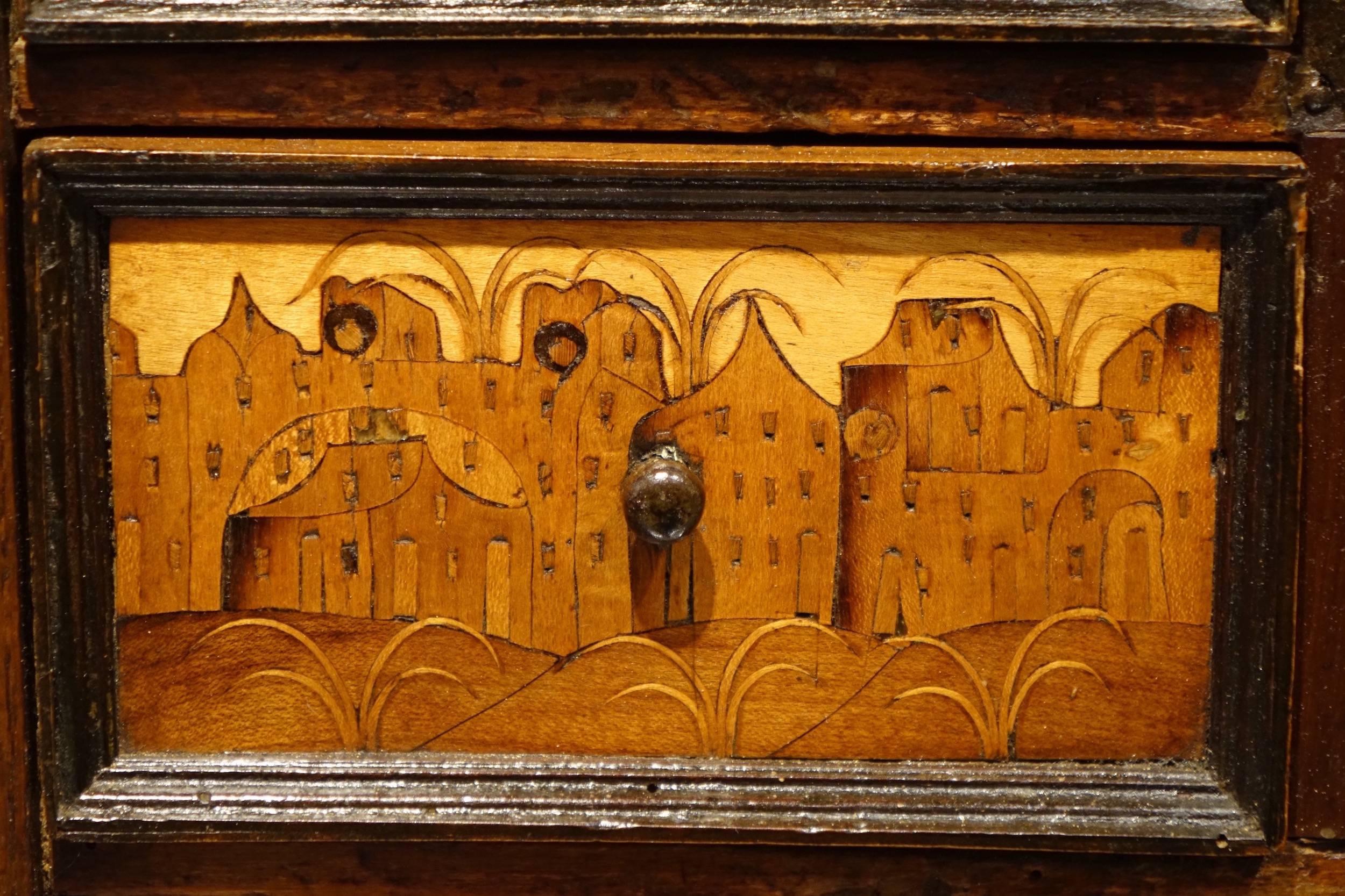 Inlay 16th Century German Cabinet with a Floral and Architectural Decoration For Sale