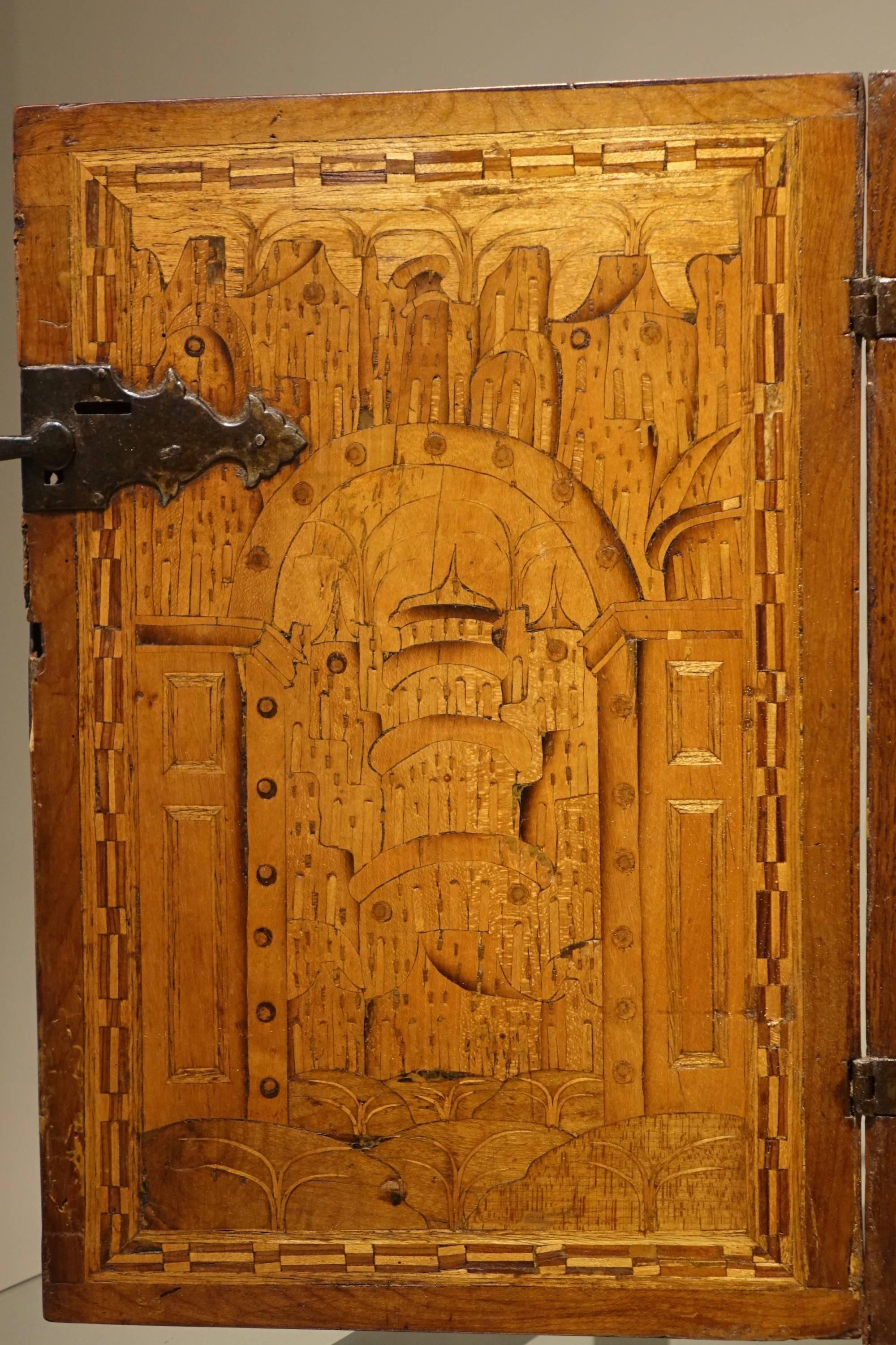 Wood 16th Century German Cabinet with a Floral and Architectural Decoration For Sale