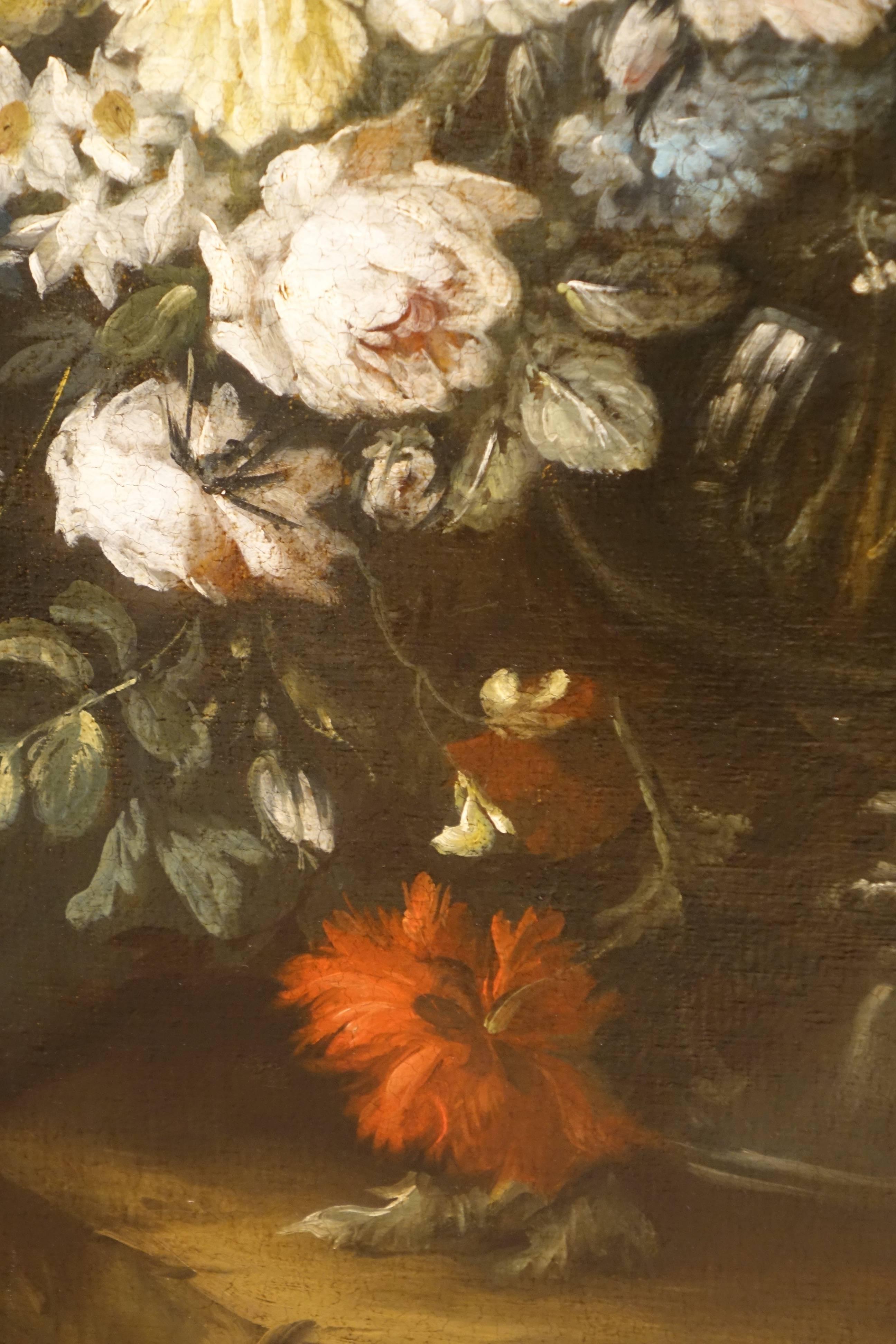 Large Bouquet of Flowers in the Spirit of the 17th Century Oil on Canvas, France In Excellent Condition In Paris, FR