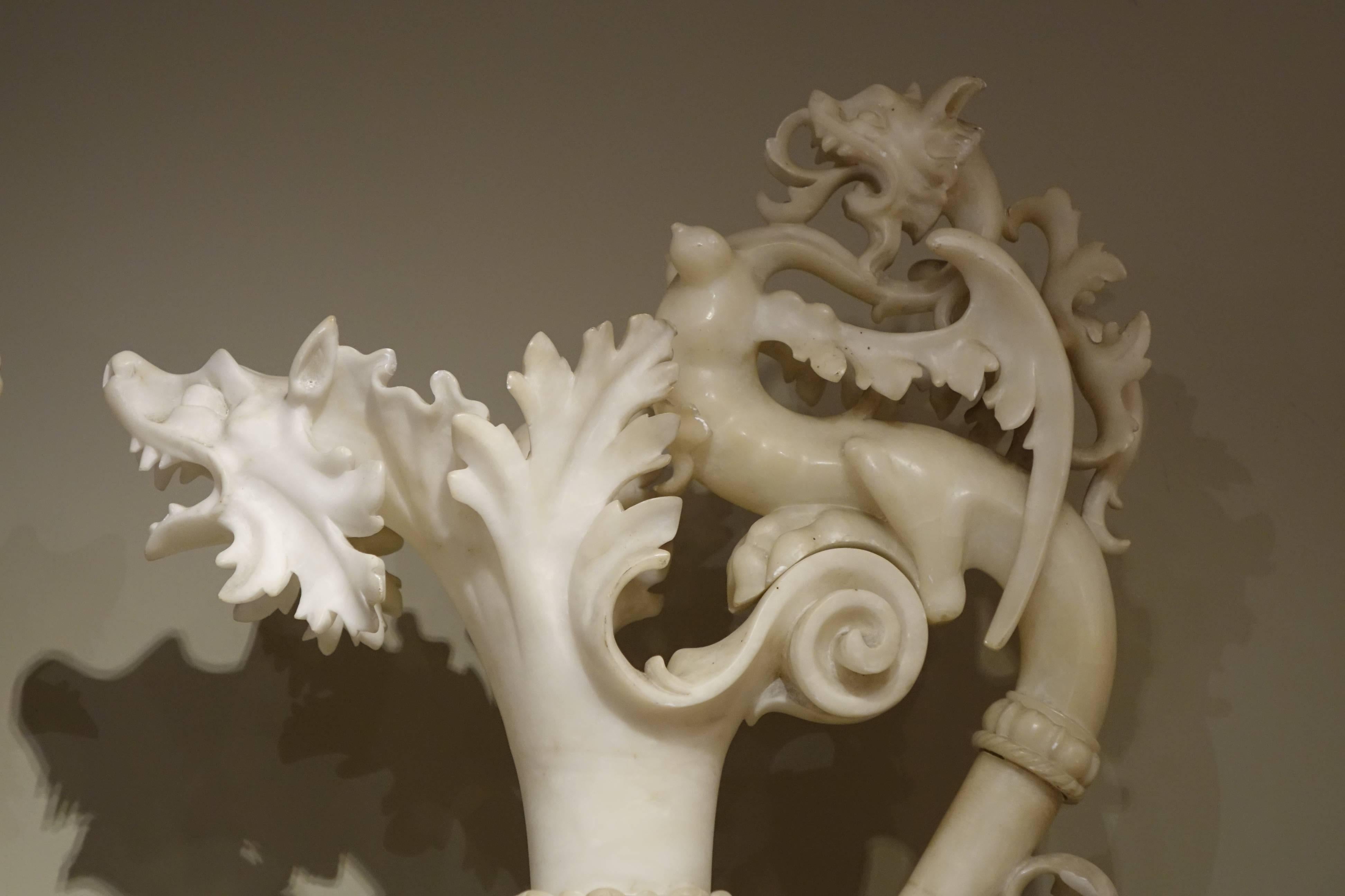 Italian Spectacular Alabaster Ewers, Italy, 19th Century