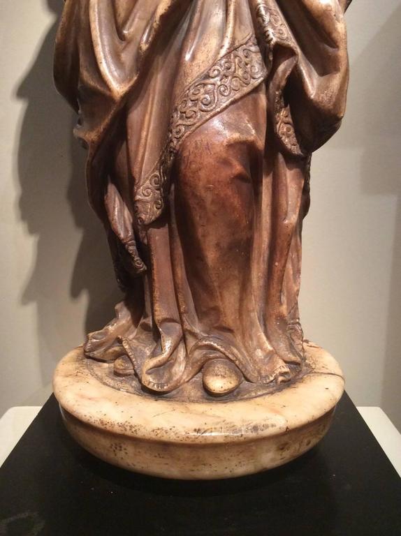 Virgin and Child, Freestanding, Sculpture in the Round, Alabaster, 16th