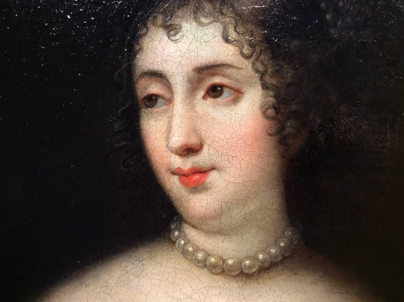 Portrait of Elisabeth de Montmorency, Princess of Mecklenburg, oil on canvas, Atelier of Pierre Mignard, France, 17th century,
The canvas is inscribed 