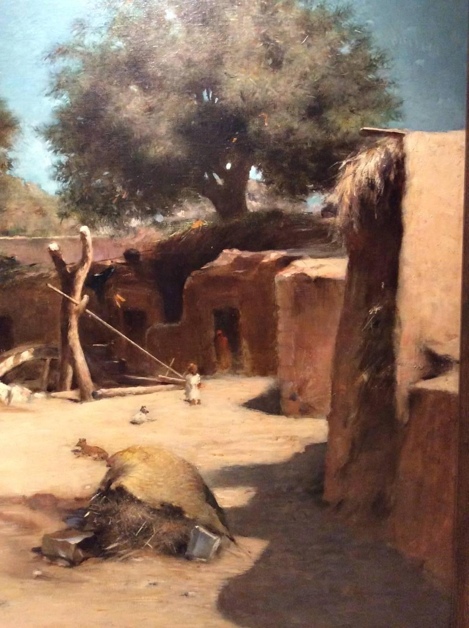 Late 19th Century Village in Egypt, Large Painting Signed Maxime Dastugue (1851-1909)
