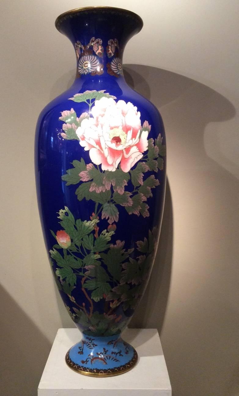 Japanese Large Meiji Period Vase, Cloisonné Enamel, Japan, 1900-1920 For Sale