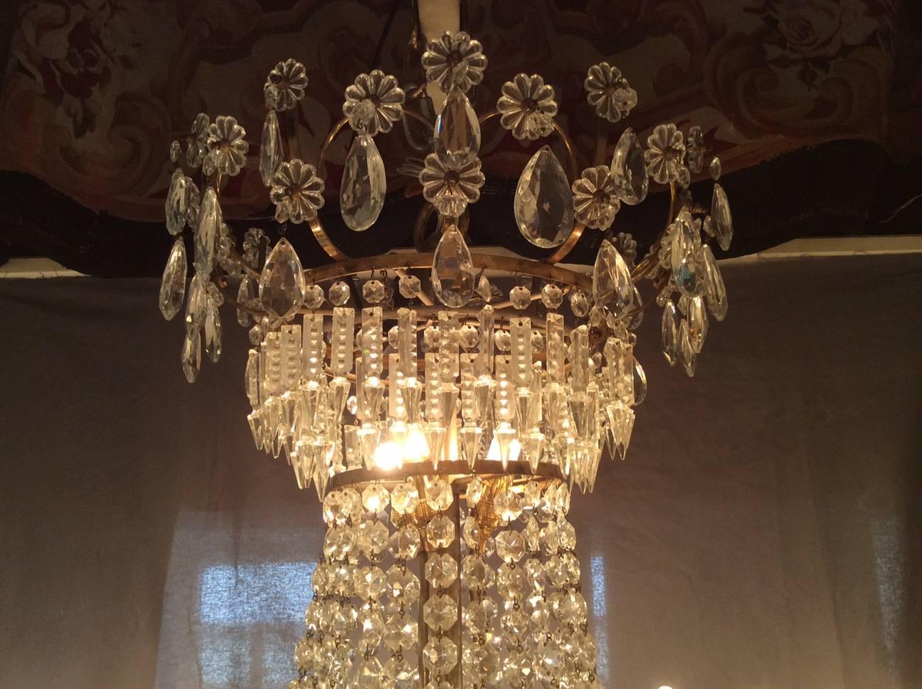 Crystal Chandelier with 24 Arms of Light, France, circa 1940 In Good Condition In Paris, FR