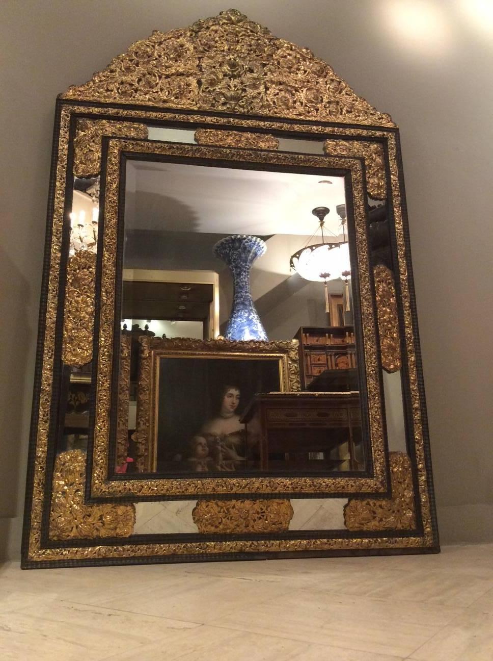 French 19th Century Large Mirror in the Style of Louis XIII, France, circa 1850