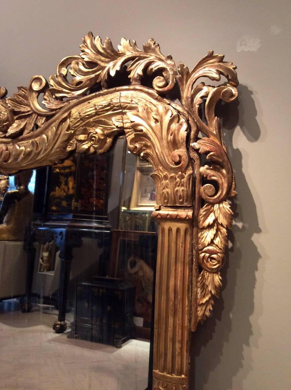 Empire 19th Century Giltwood Fireplace Mirror, Italy