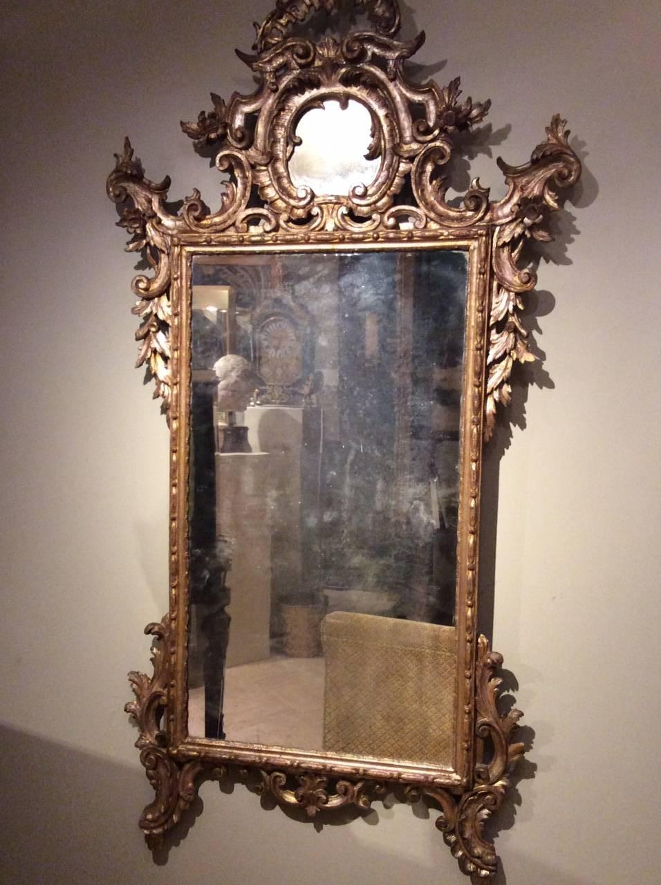 Italian 18th Century Venetian Mecca Giltwood Mirror