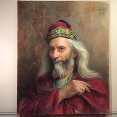 Portrait of Ephraim Pastel on Paper, Signed Saizede 1923, France