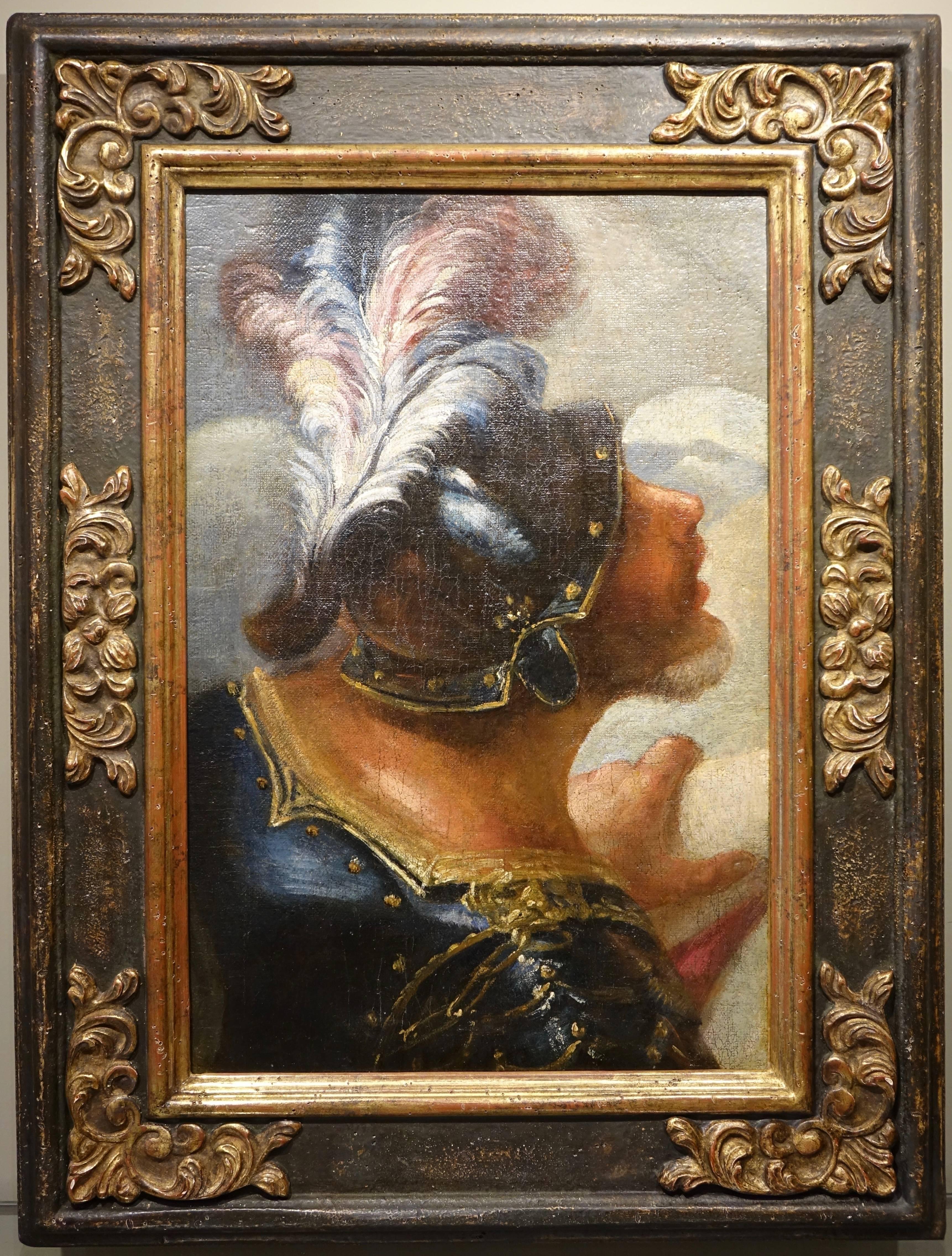 Italian Profile of Man in Armor Wearing a Helmet Venice, Italy, 17th Century