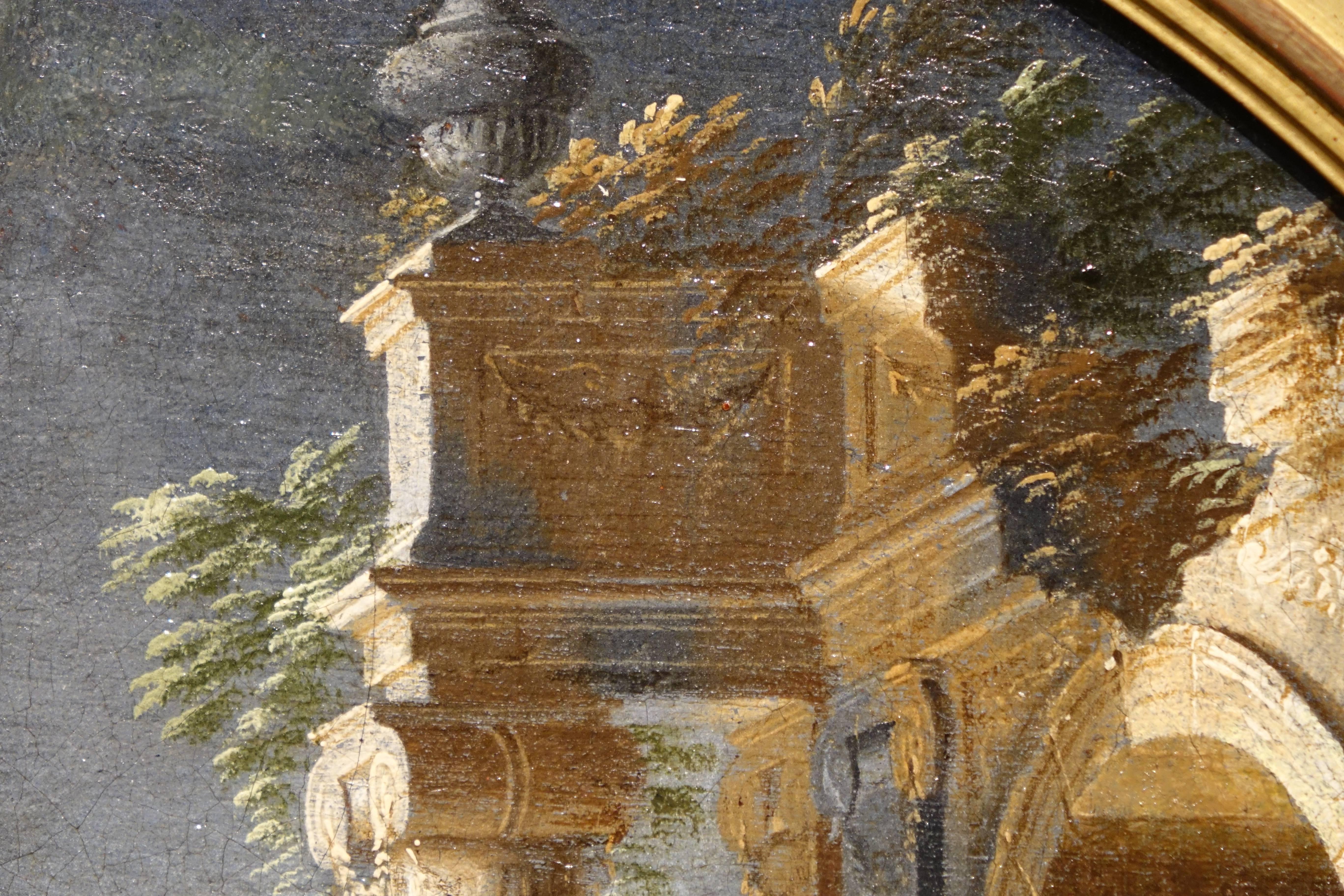 18th Century Ancient Ruins, Oil on Canvas Attributed to Leonardo Coccorante, Italy 18th Centuy