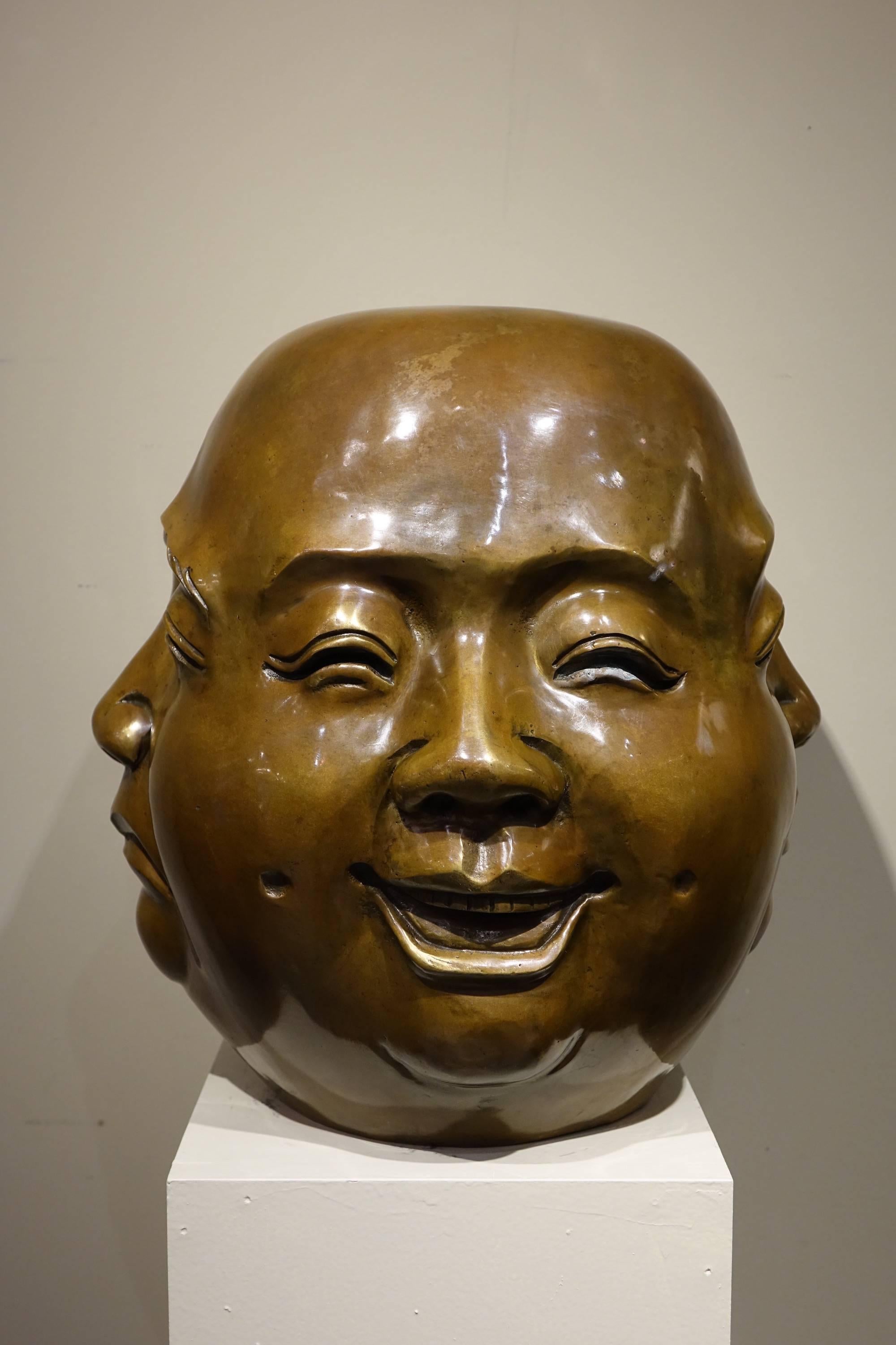 Chinese Bronze Four-Faced Head, China, Late 19th Century For Sale 2