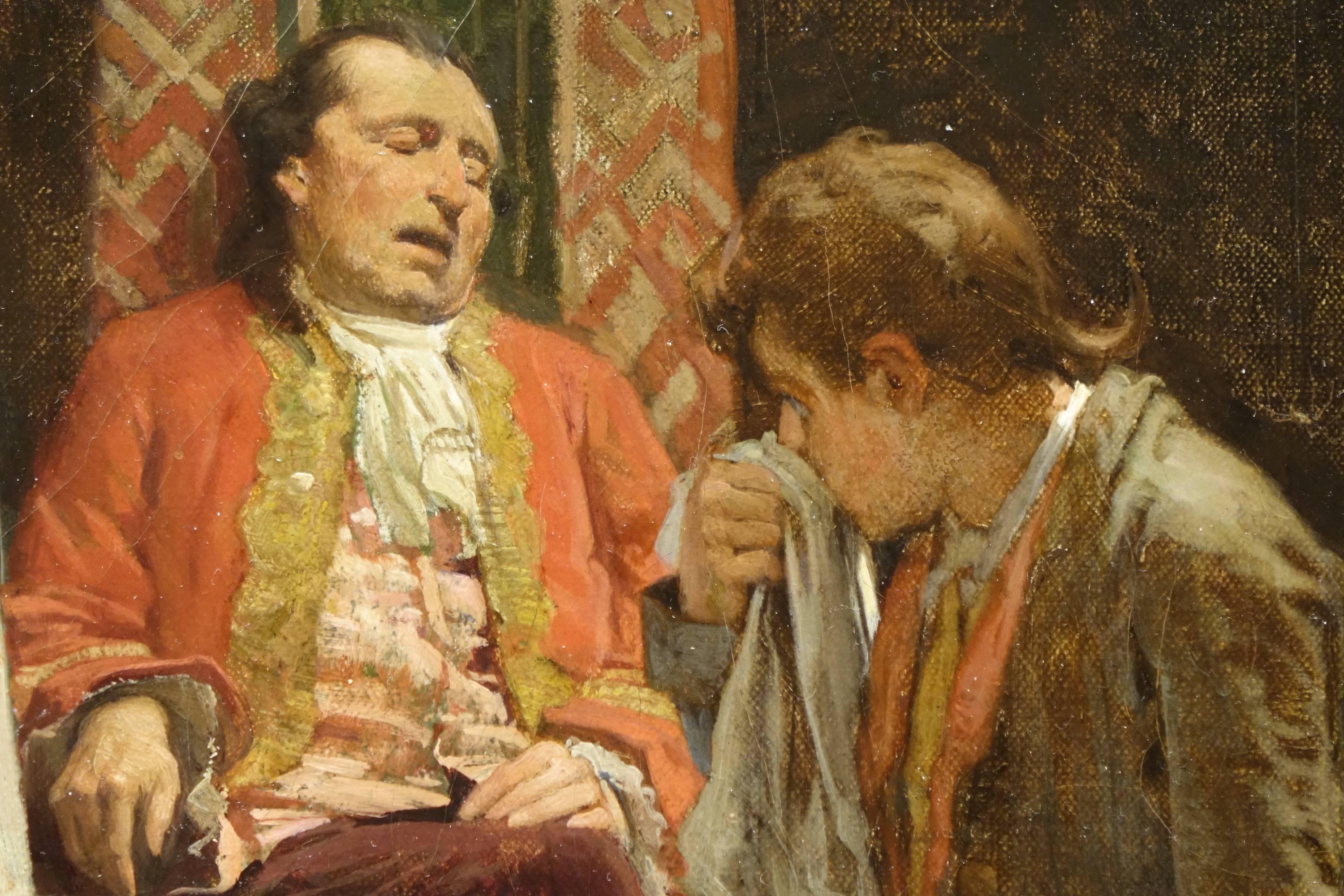 19th Century Painter and His Model, Signed Charles Giron, 1876 Swiss Painter, 1850-1914 For Sale