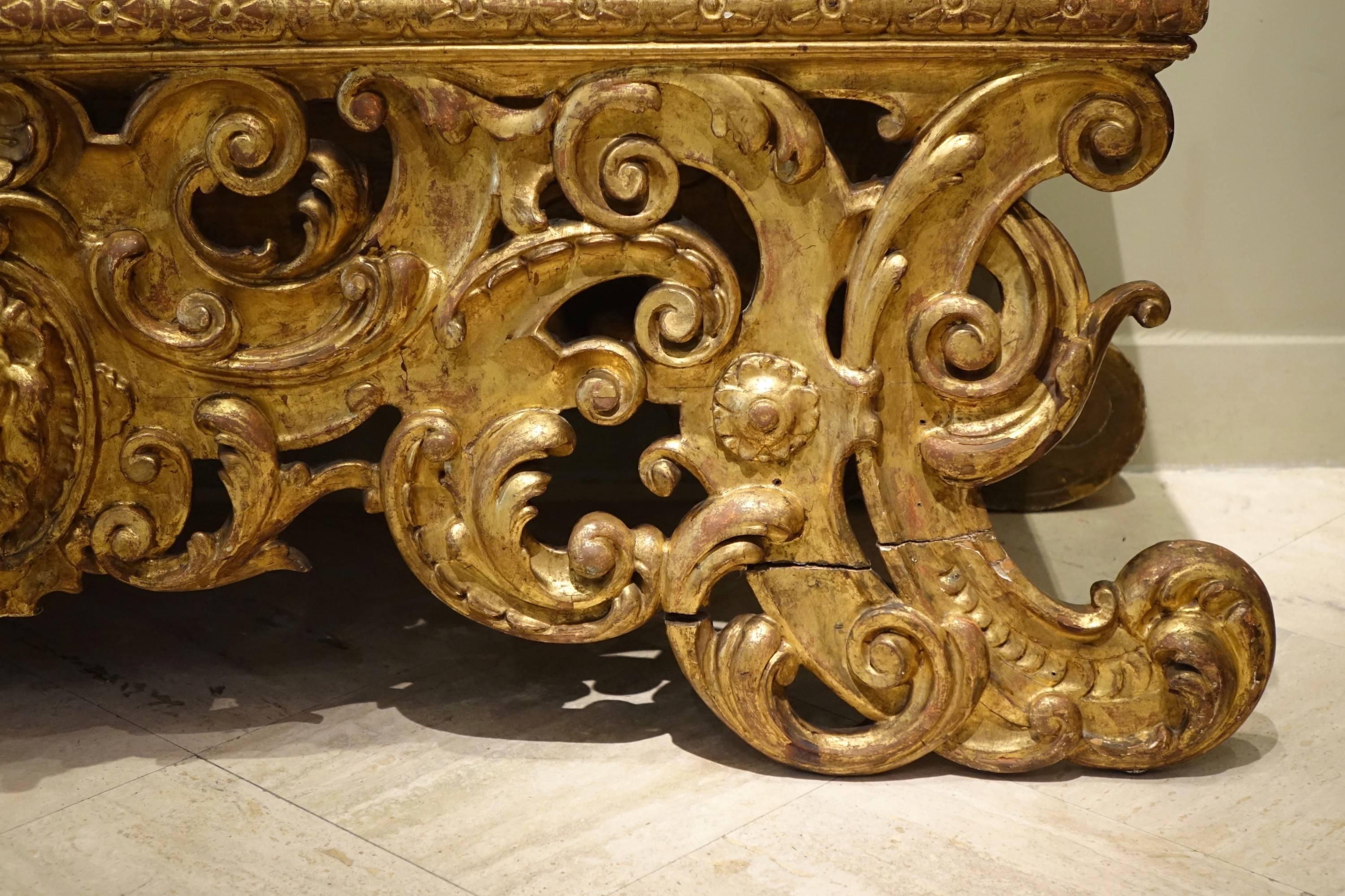 18th Century Italian Richly Decorated Bench Console 1