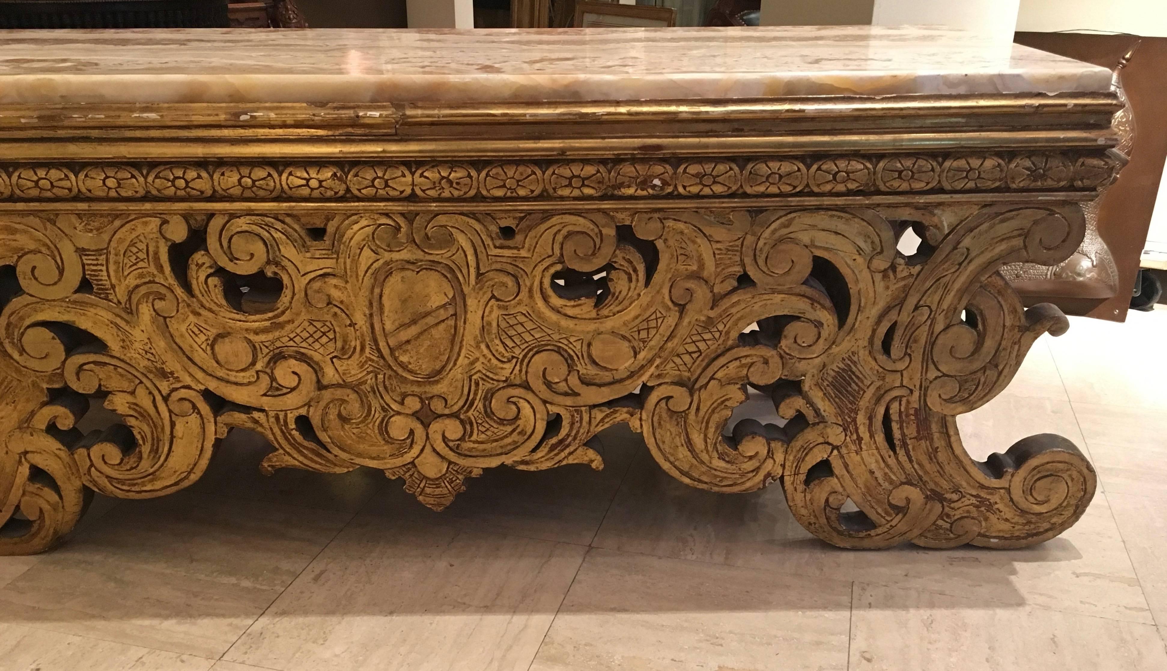 18th Century Italian Richly Decorated Bench Console 3