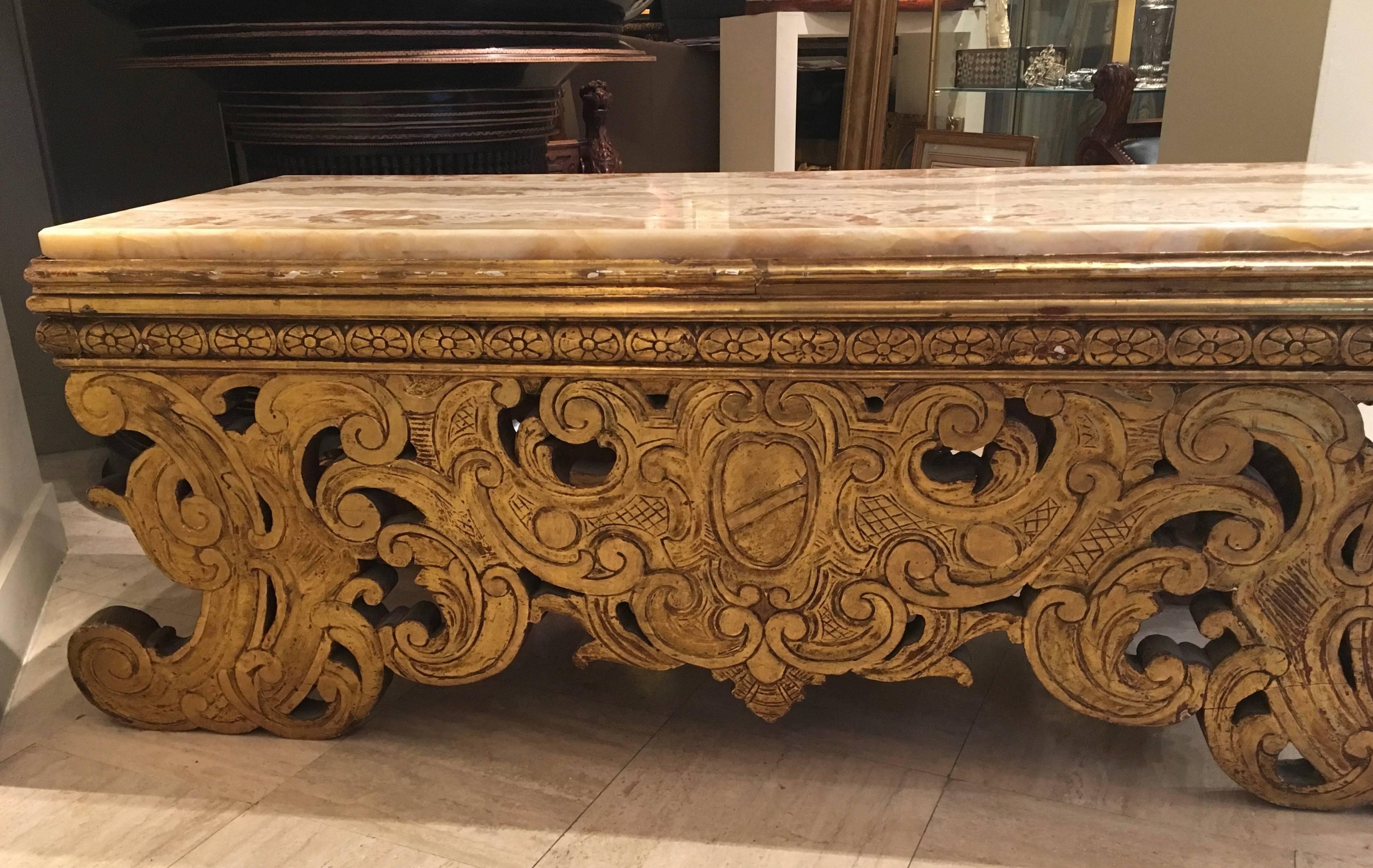 18th Century Italian Richly Decorated Bench Console 4