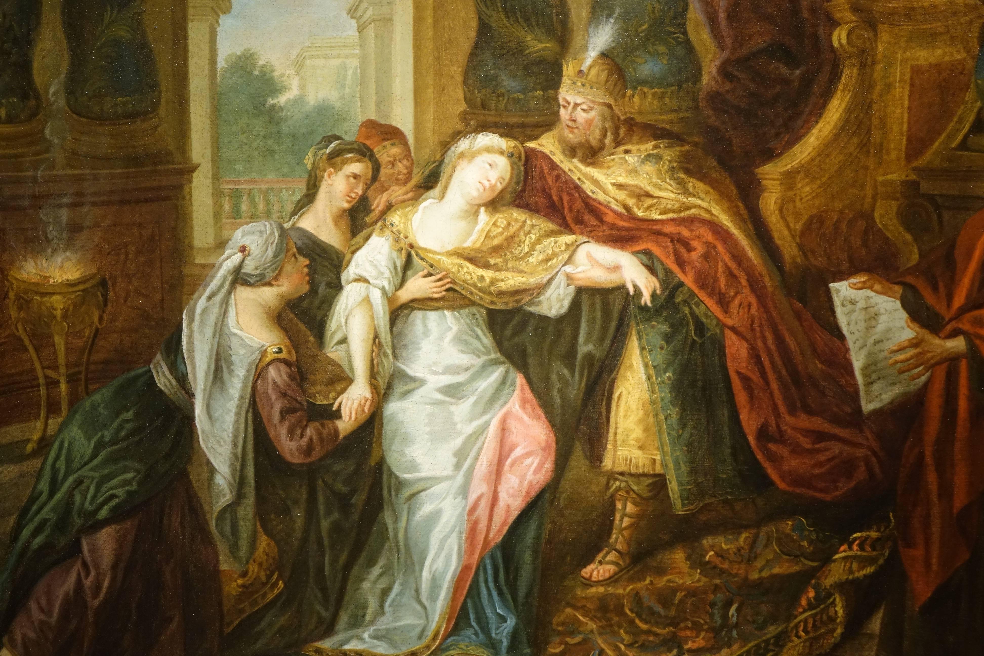 The fainting of Esther - French School of the eighteenth century
Oil on canvas depicting the fainting of Esther, a subject represented many times in the late 15th century  to the mid-18th century  
It was while seeking to intervene with Assuerus to