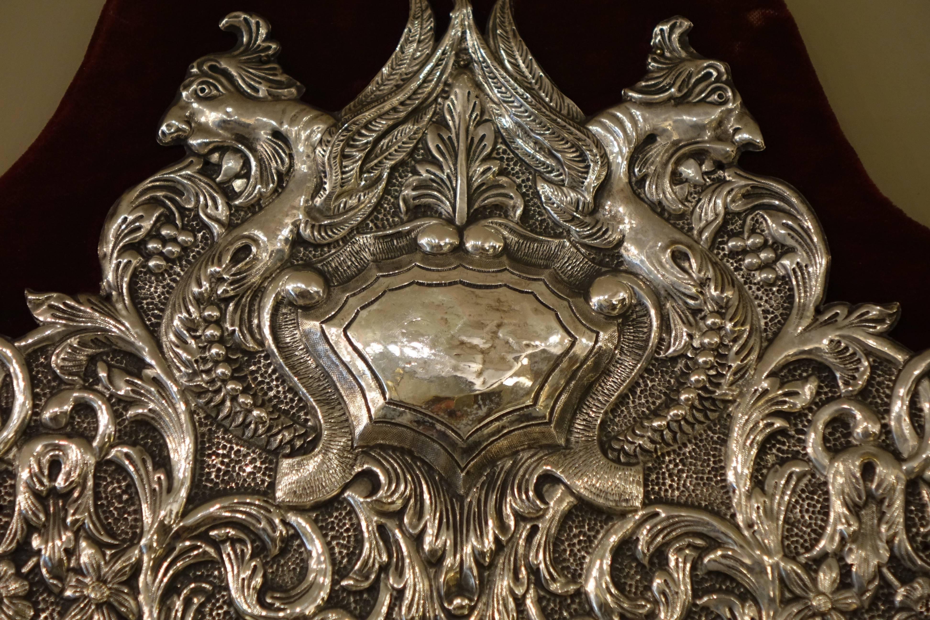 Neo Renaissance 19th Century Silver Plated Mirror, France For Sale 1