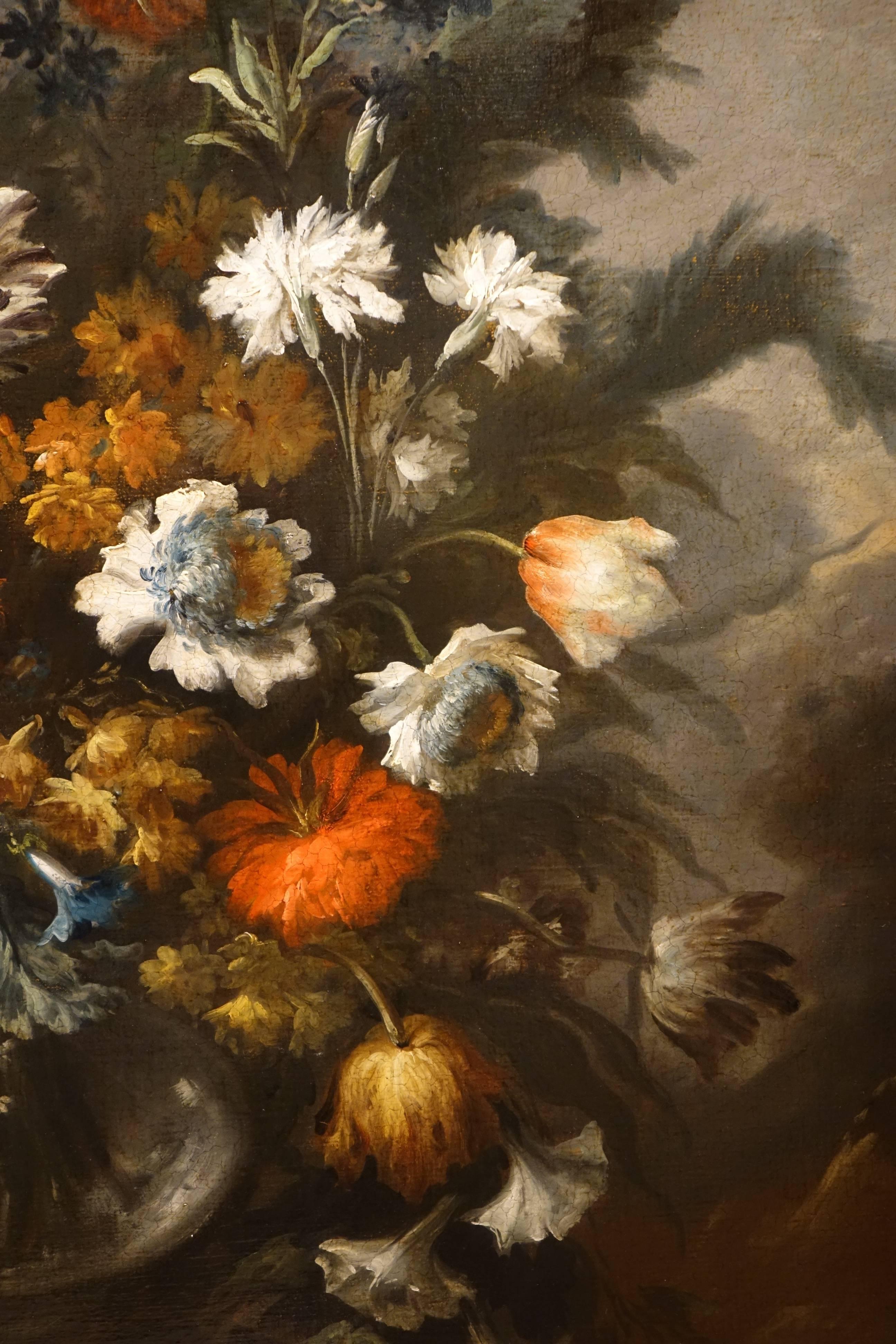 Large Bouquet of Flowers in the Spirit of the 17th Century Oil on Canvas, France 2