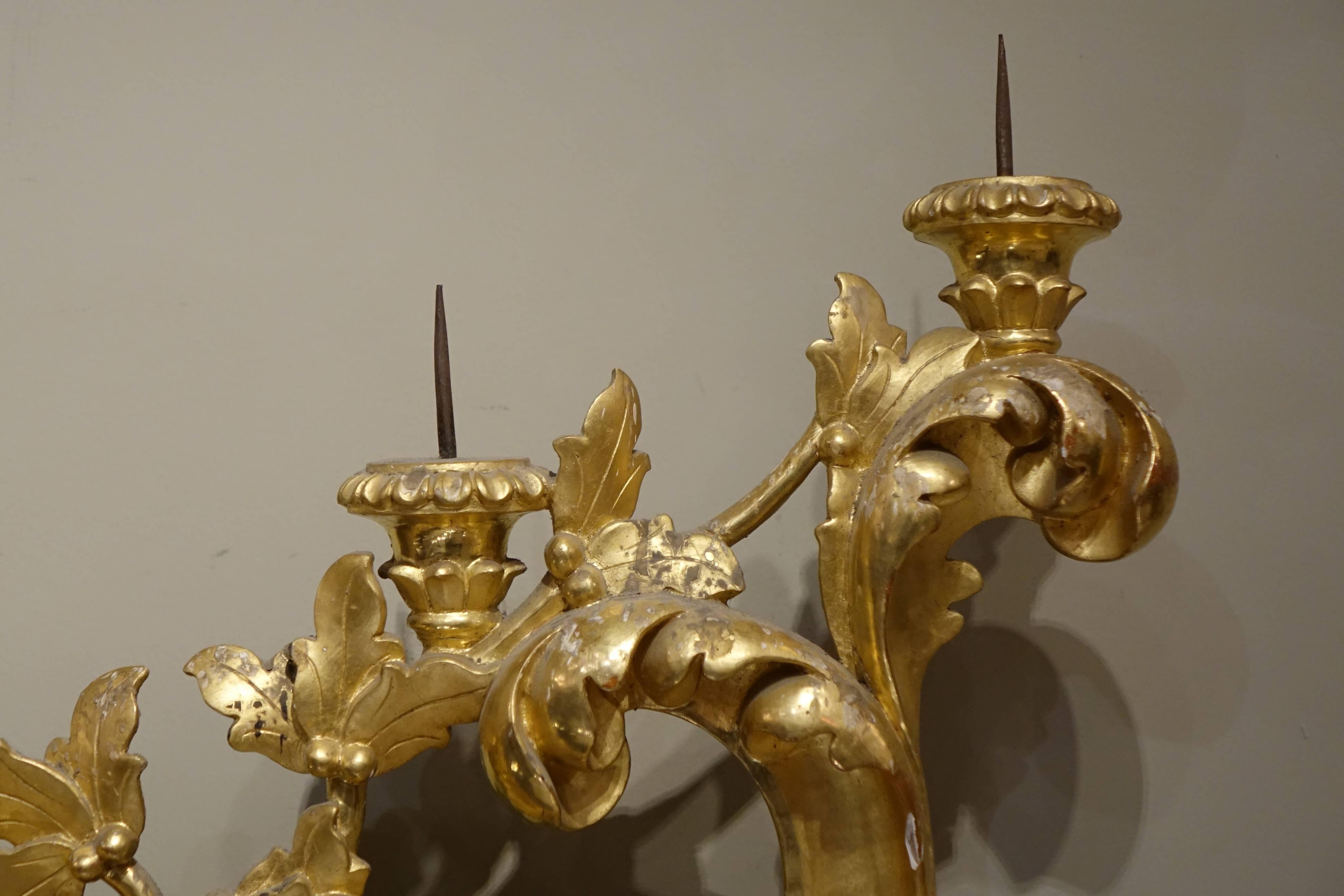 Neoclassical Italian Giltwood Candlesticks, Early 19th Century 1