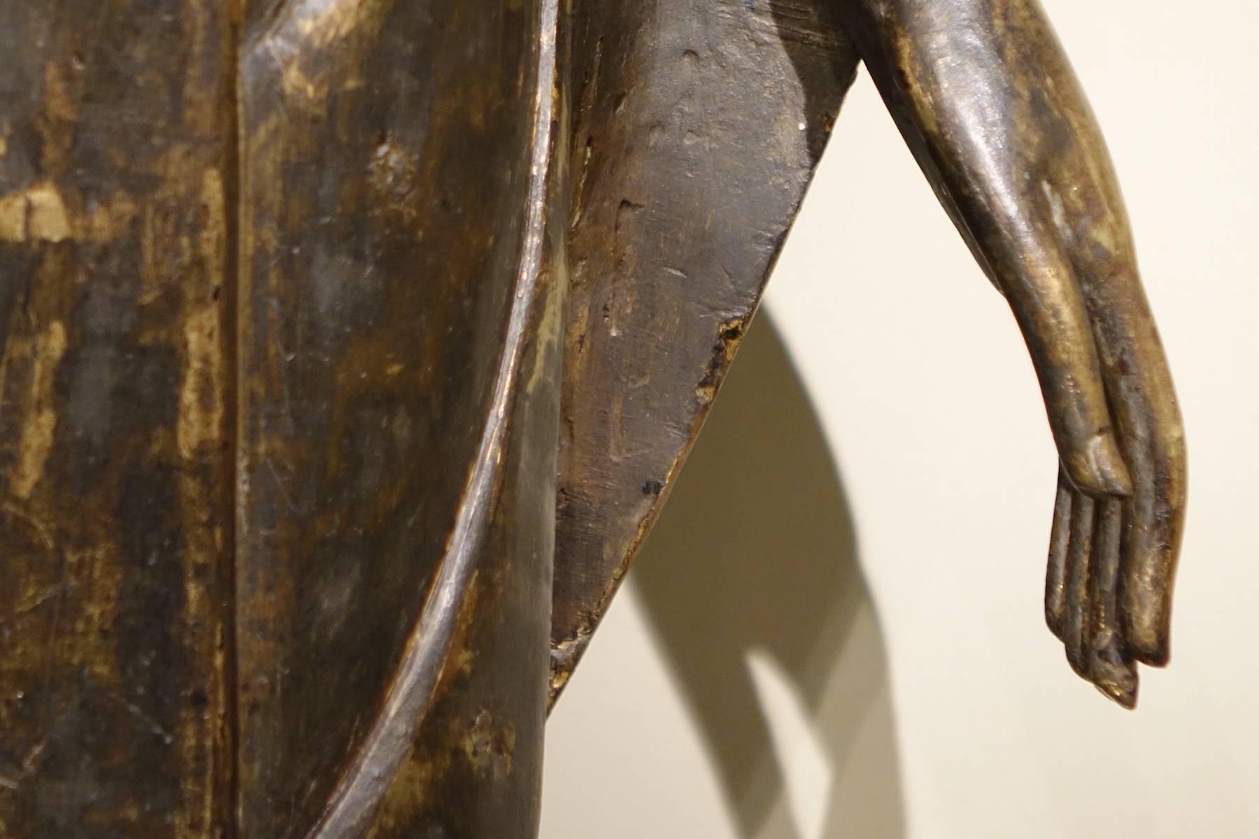 19th Century Buddha Standing in Abhaya Mudra Gesture, Lacquered Bronze, Thailand, circa 1860
