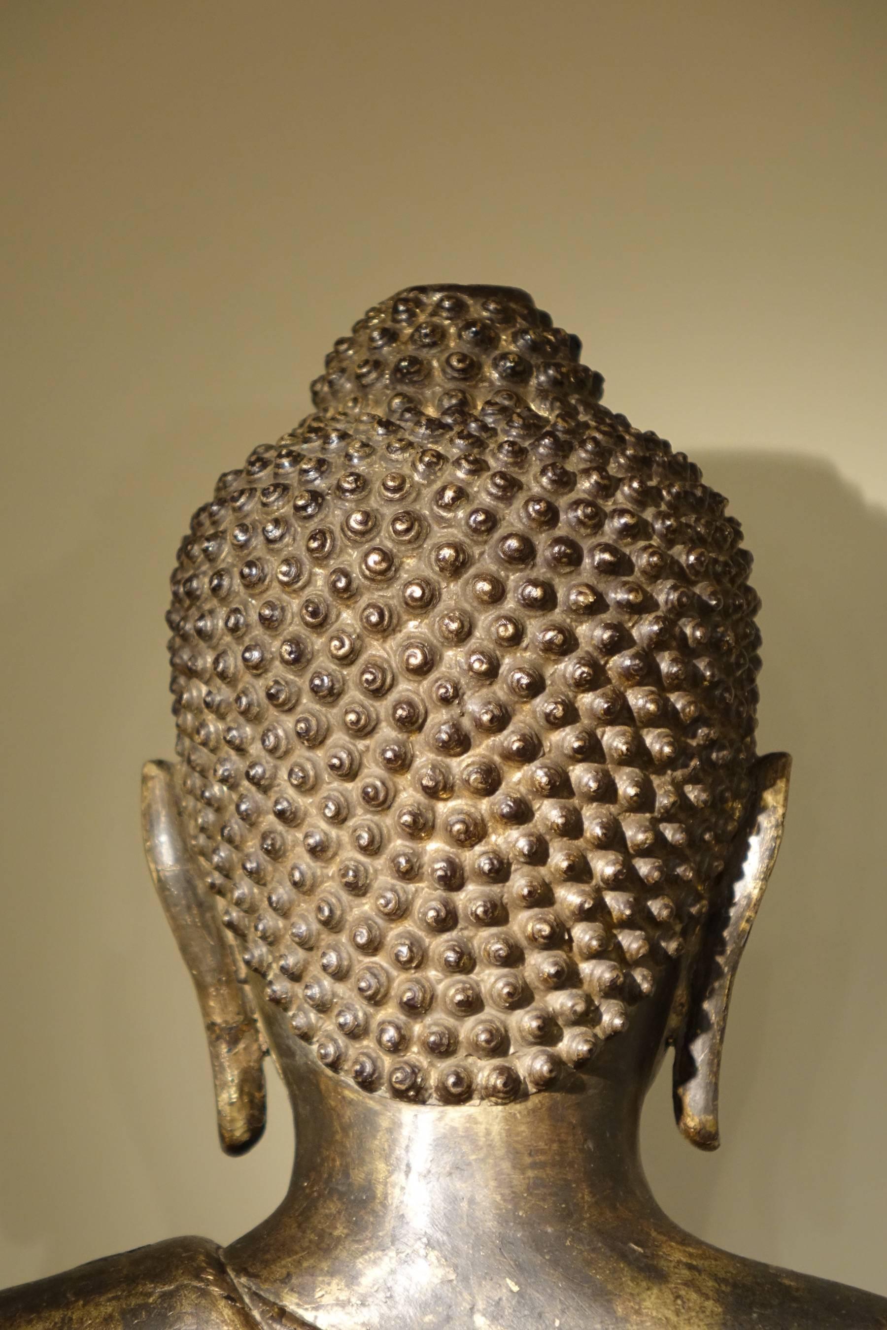 Buddha Standing in Abhaya Mudra Gesture, Lacquered Bronze, Thailand, circa 1860 3