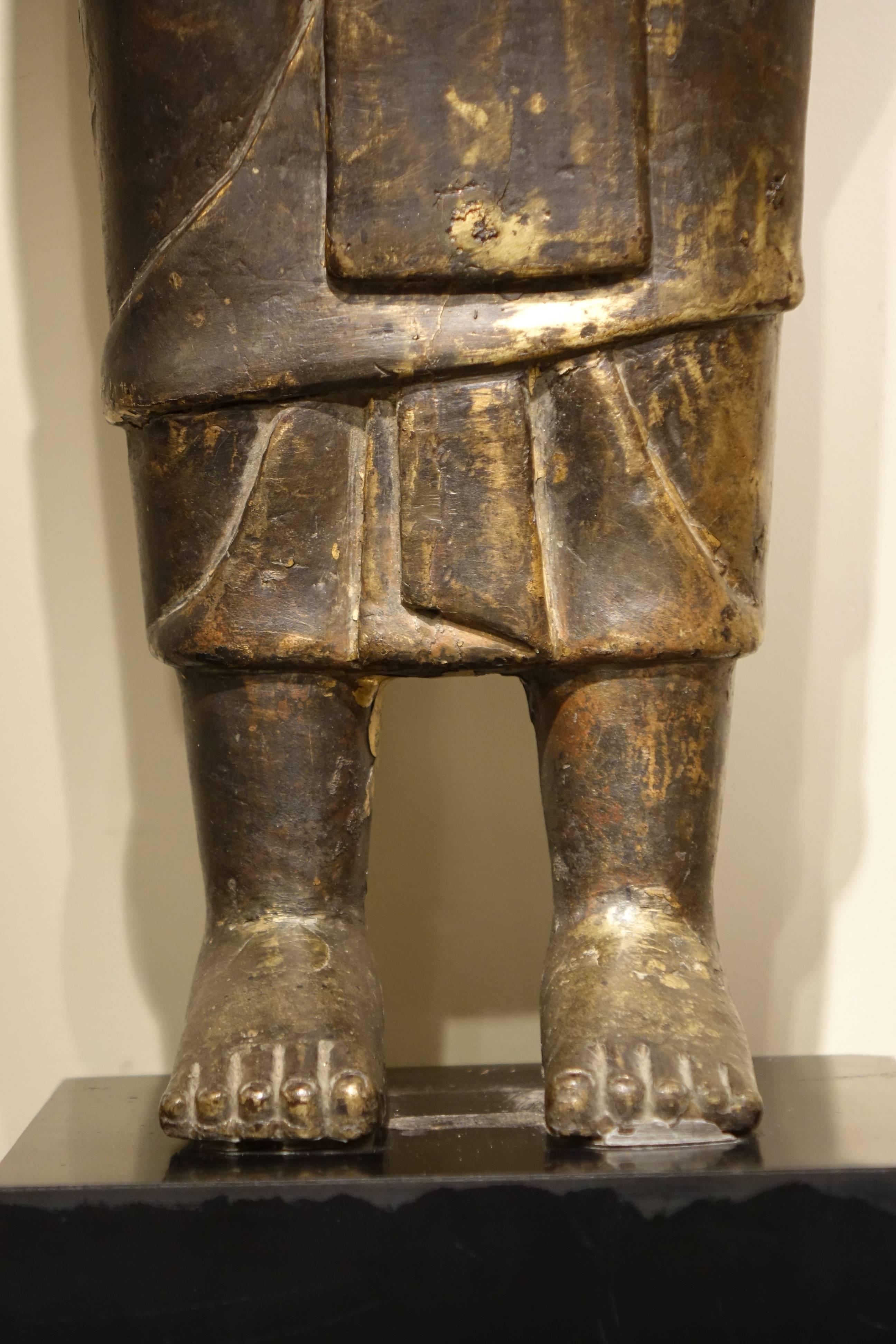 Buddha Standing in Abhaya Mudra Gesture, Lacquered Bronze, Thailand, circa 1860 4