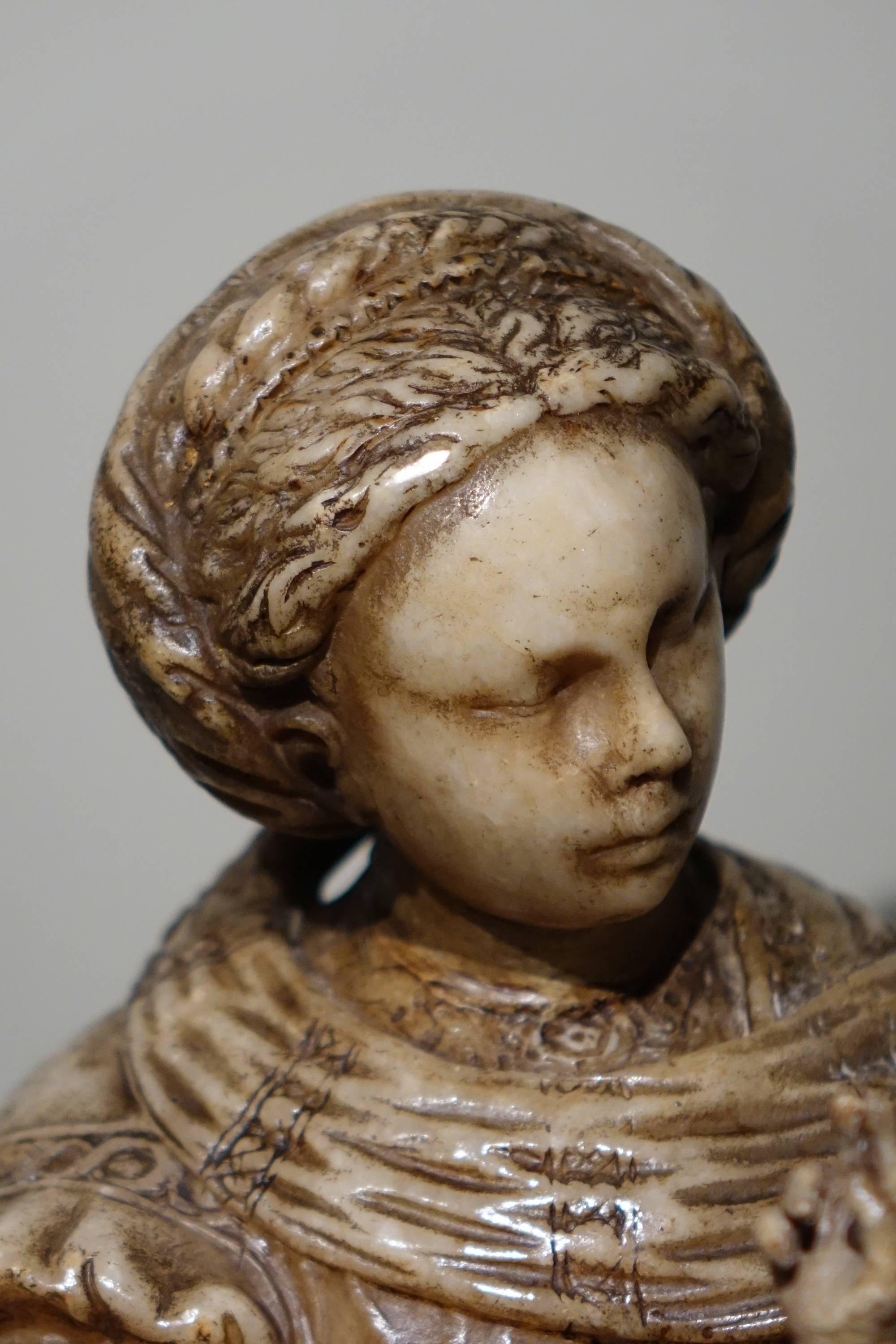 Dutch Virgin and Child in Alabaster, Flanders, 17th Century For Sale