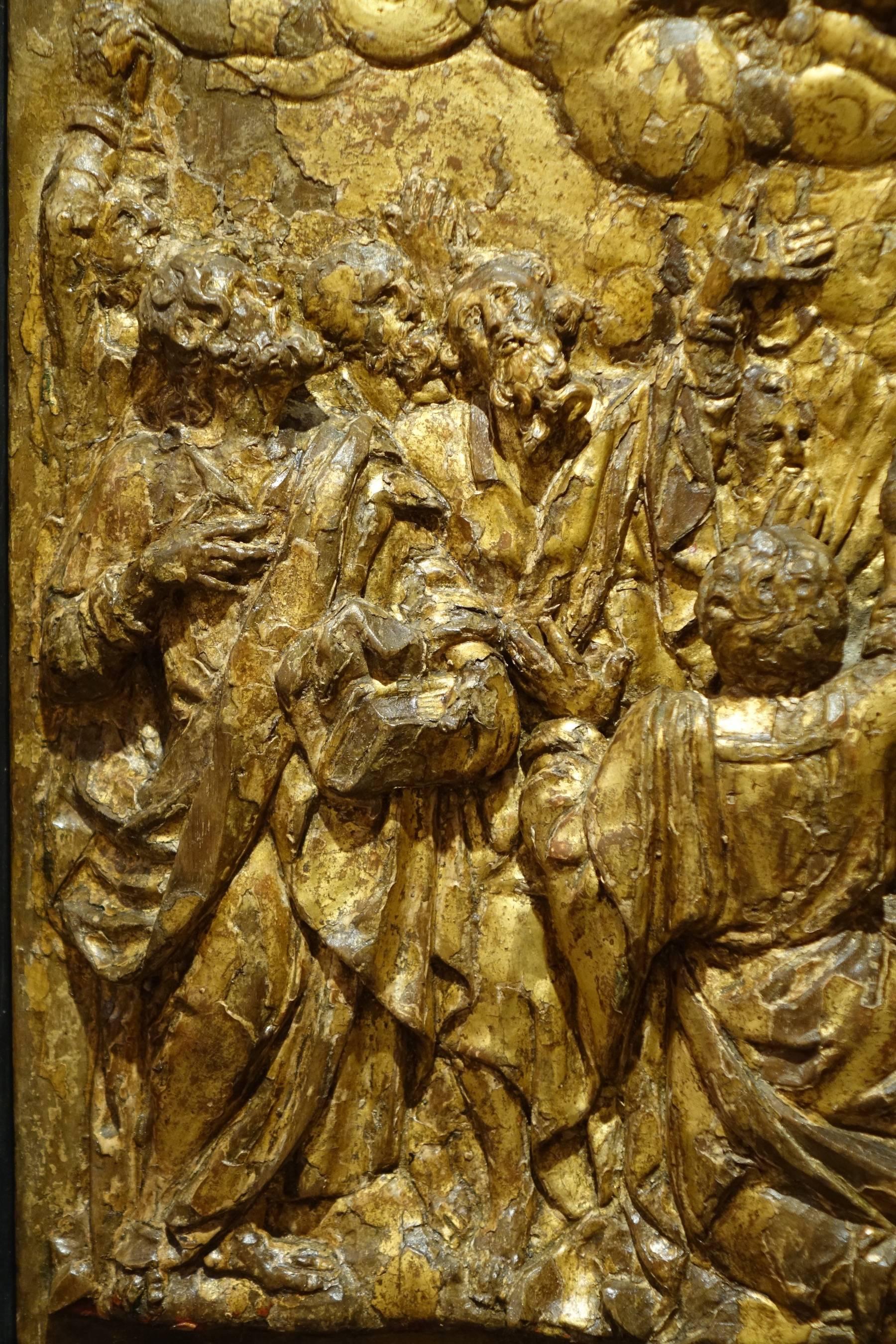 18th Century and Earlier Pair of Carved Oak Gilt Panels, Flanders Late 16th Century