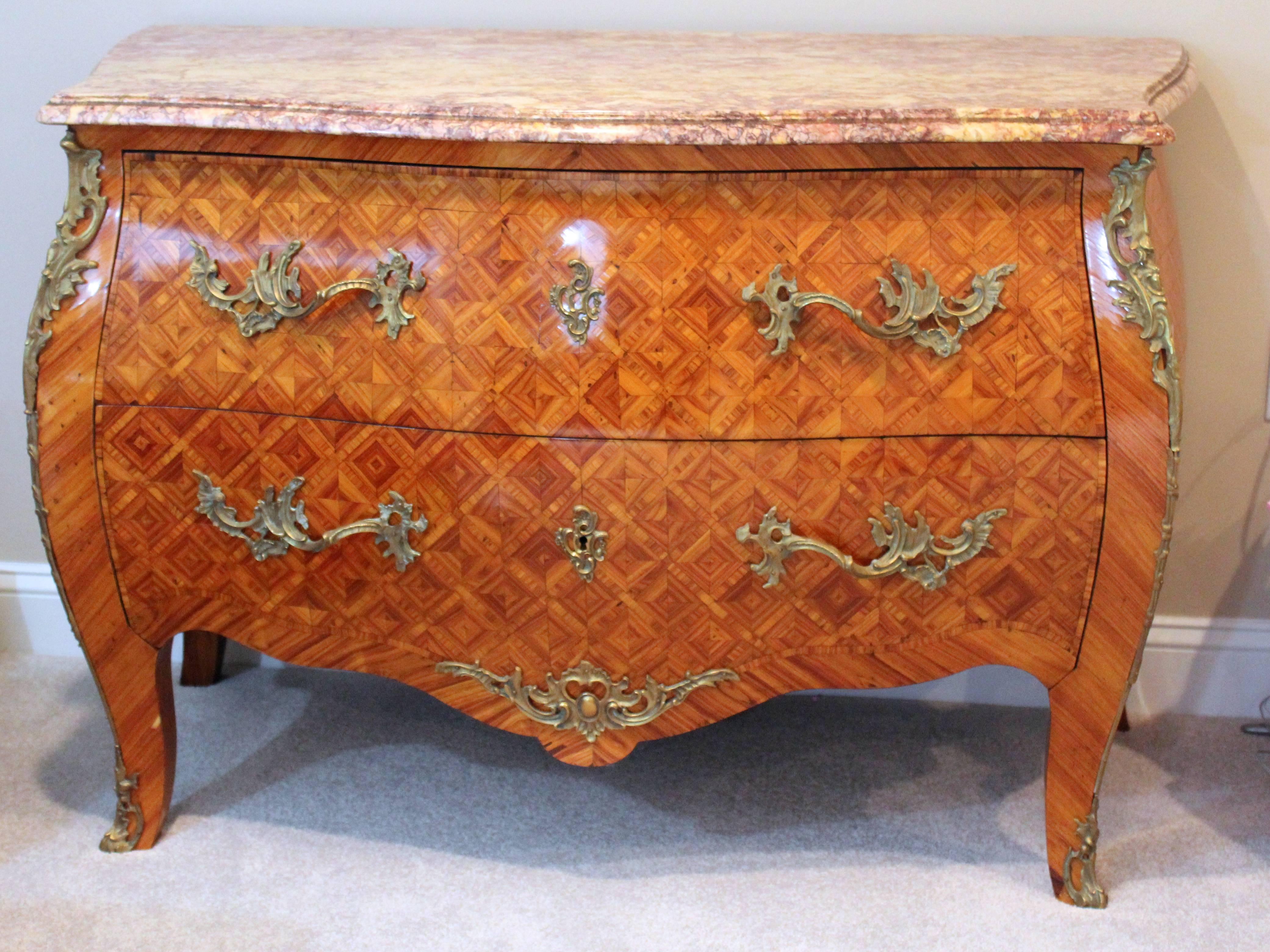 Rosewood 19th Century French Antique Louis XV Style Bombe Commode 