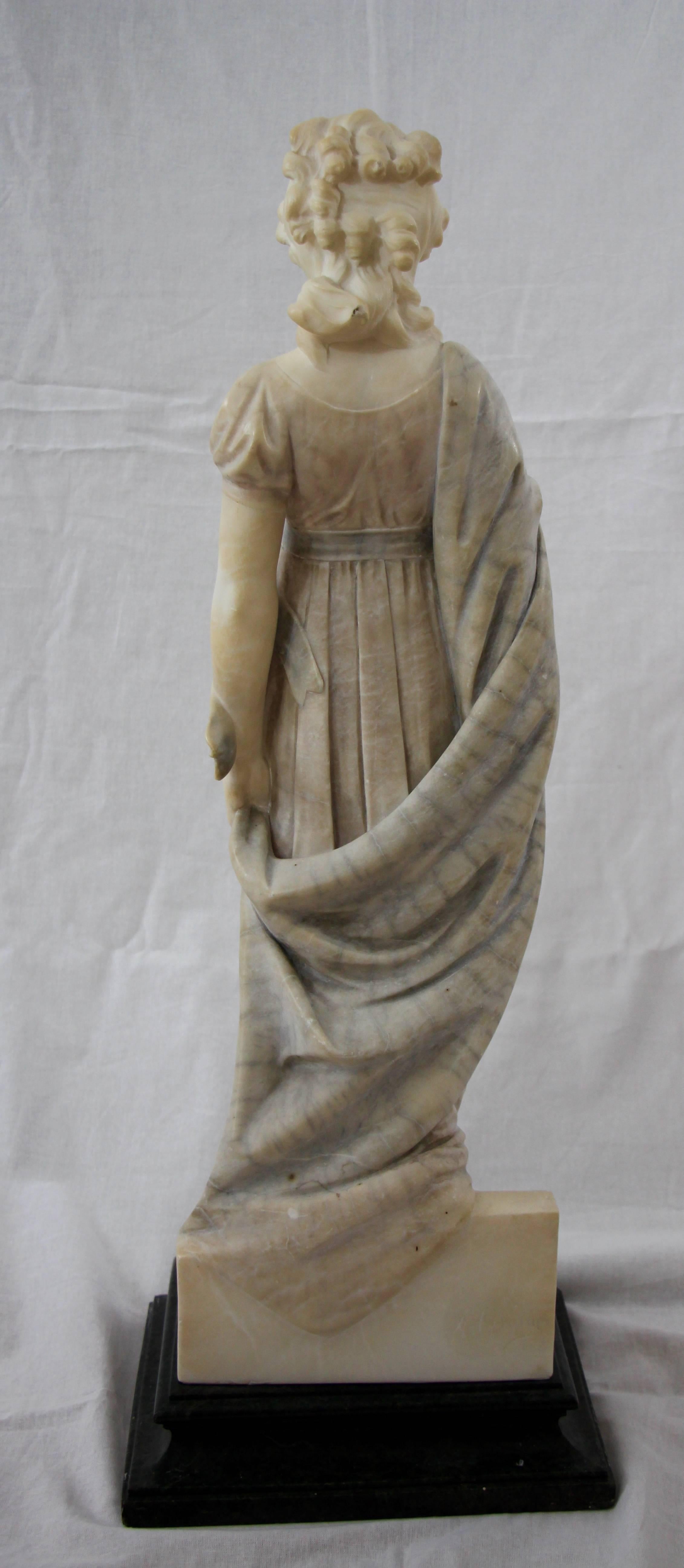 Neoclassical Revival Alabaster Sculpture by Adolfo Cipriani of Queen Louise of Prussia For Sale