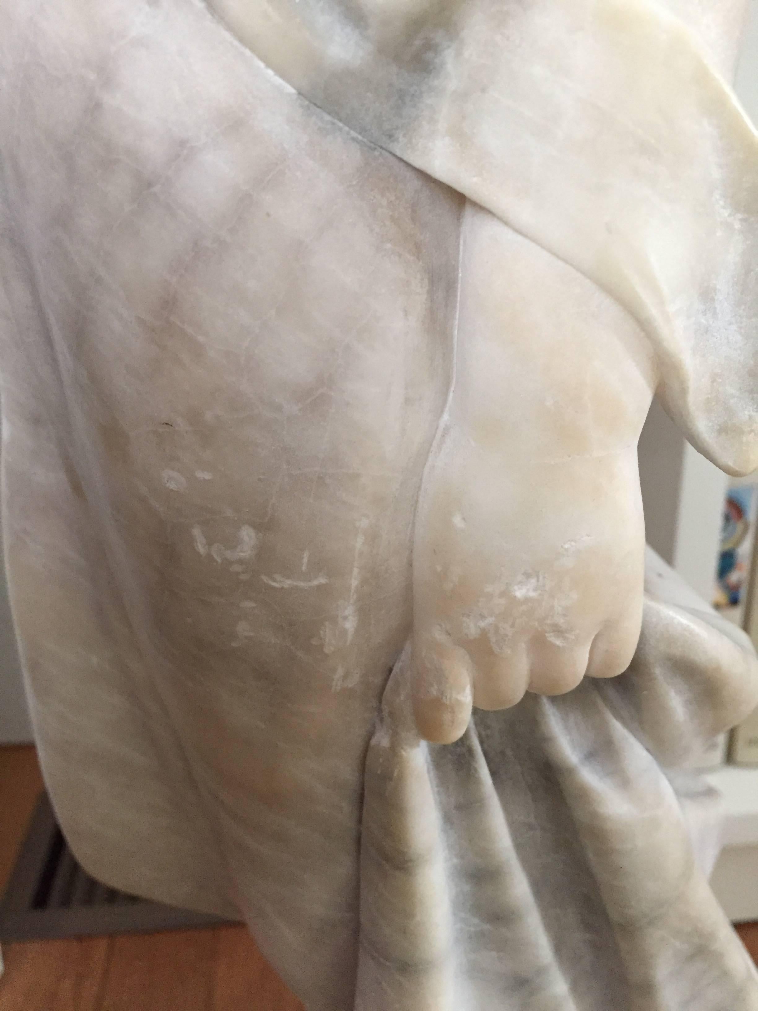 Alabaster Sculpture by Adolfo Cipriani of Queen Louise of Prussia In Good Condition For Sale In Belmont, MA
