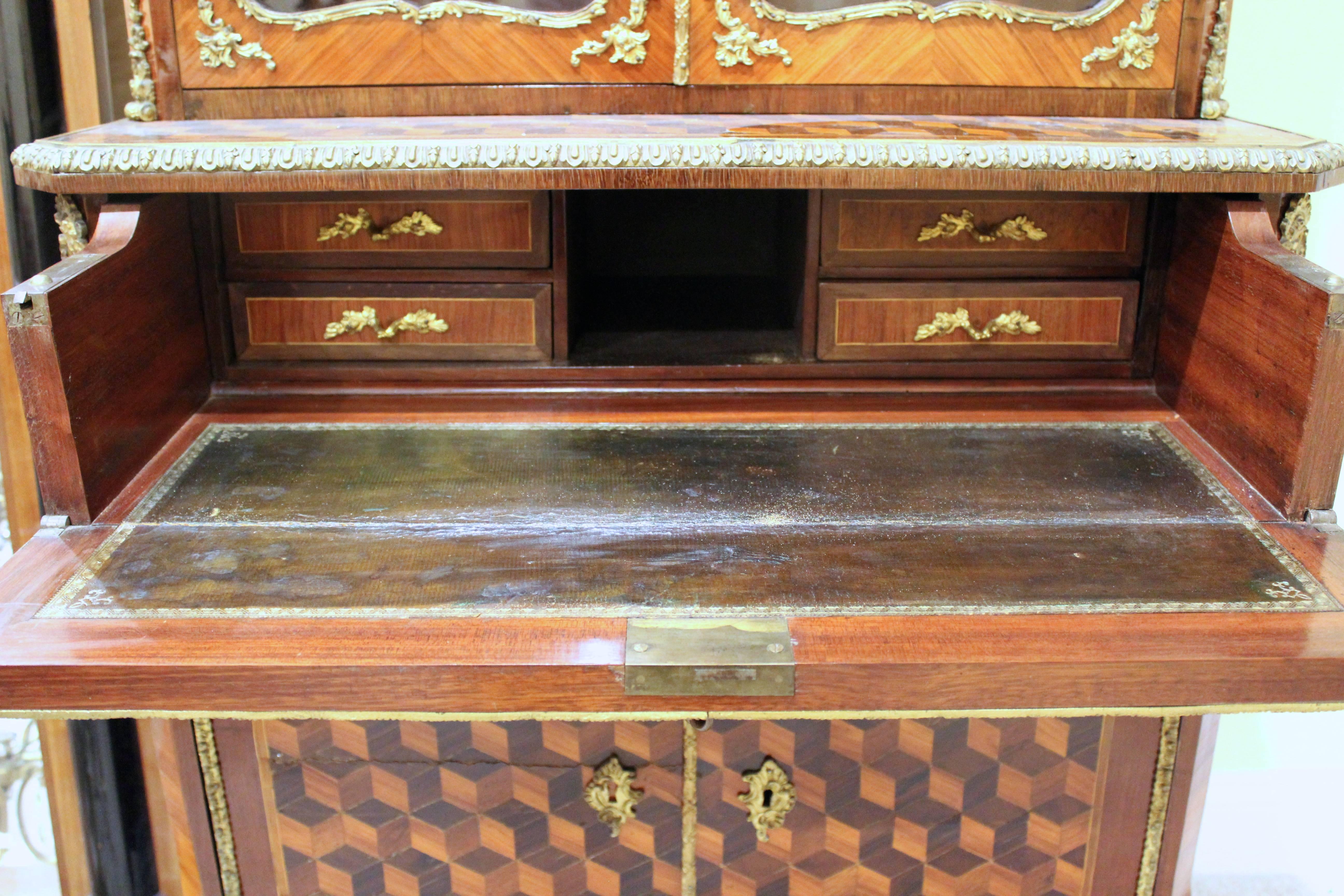 Veneer Louis XV-Style Cabinet with Secretary For Sale