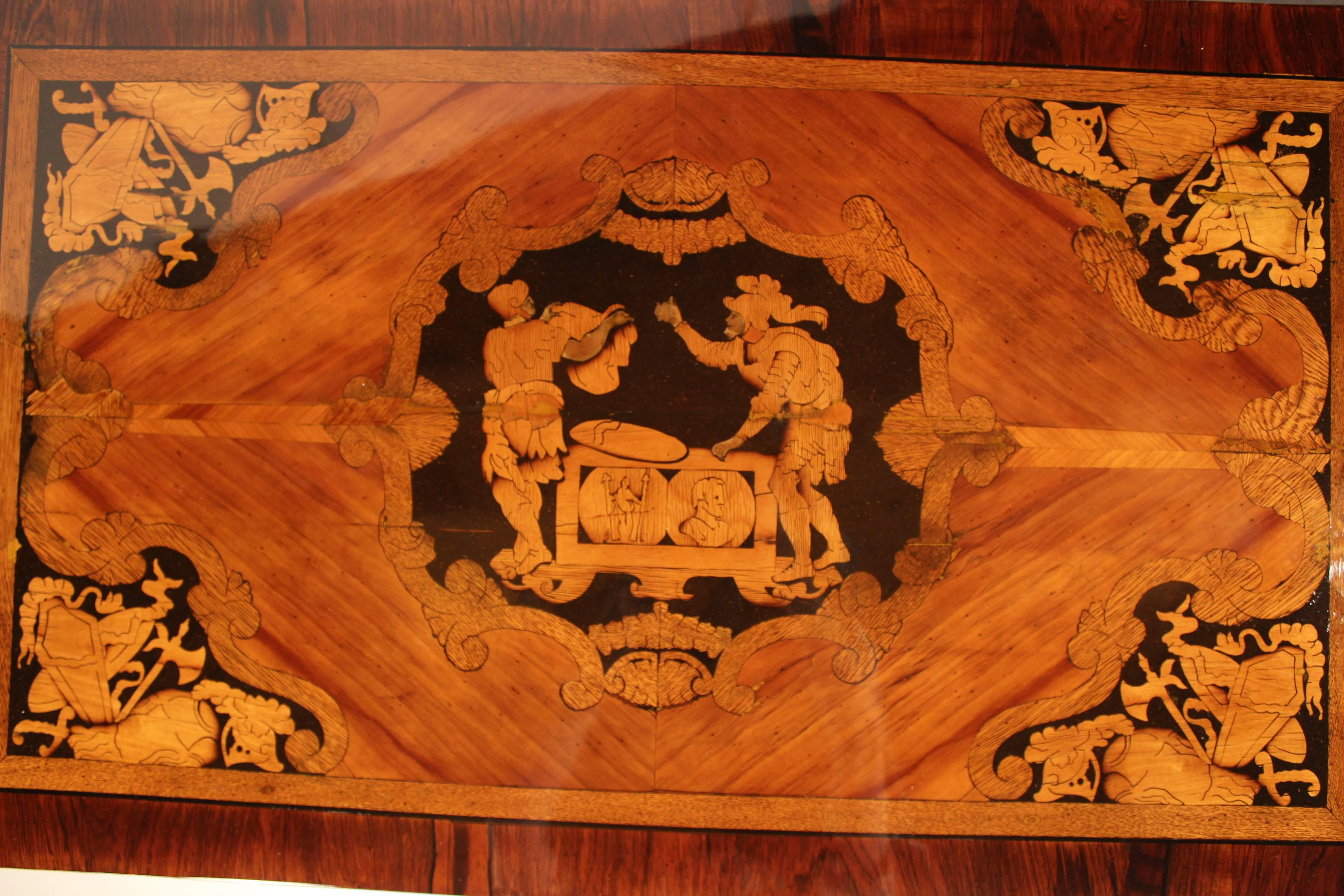Marquetry 18th Century Baroque Table For Sale
