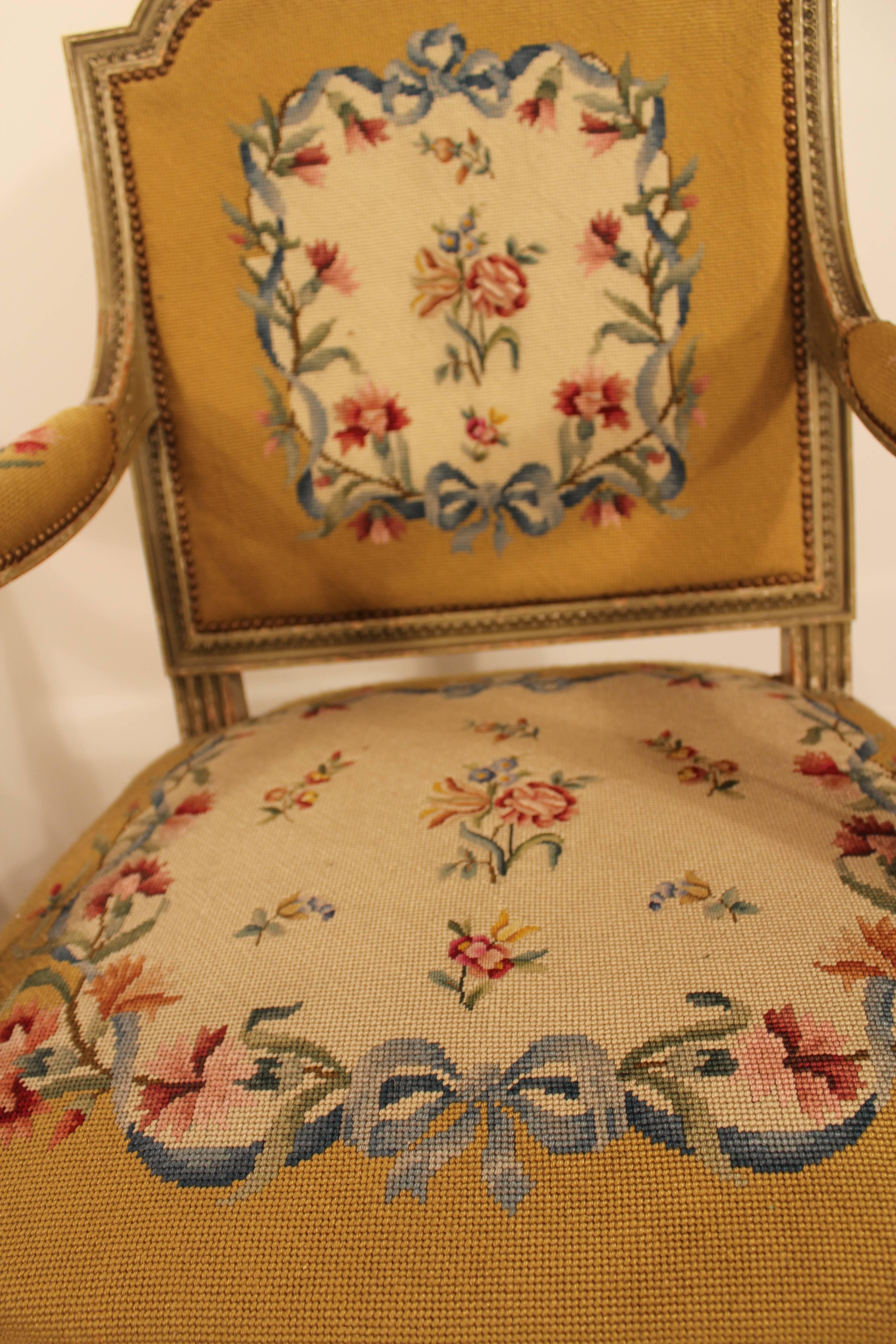 Late 19th Century 19th Century Set of Four Armchairs with Gobelin