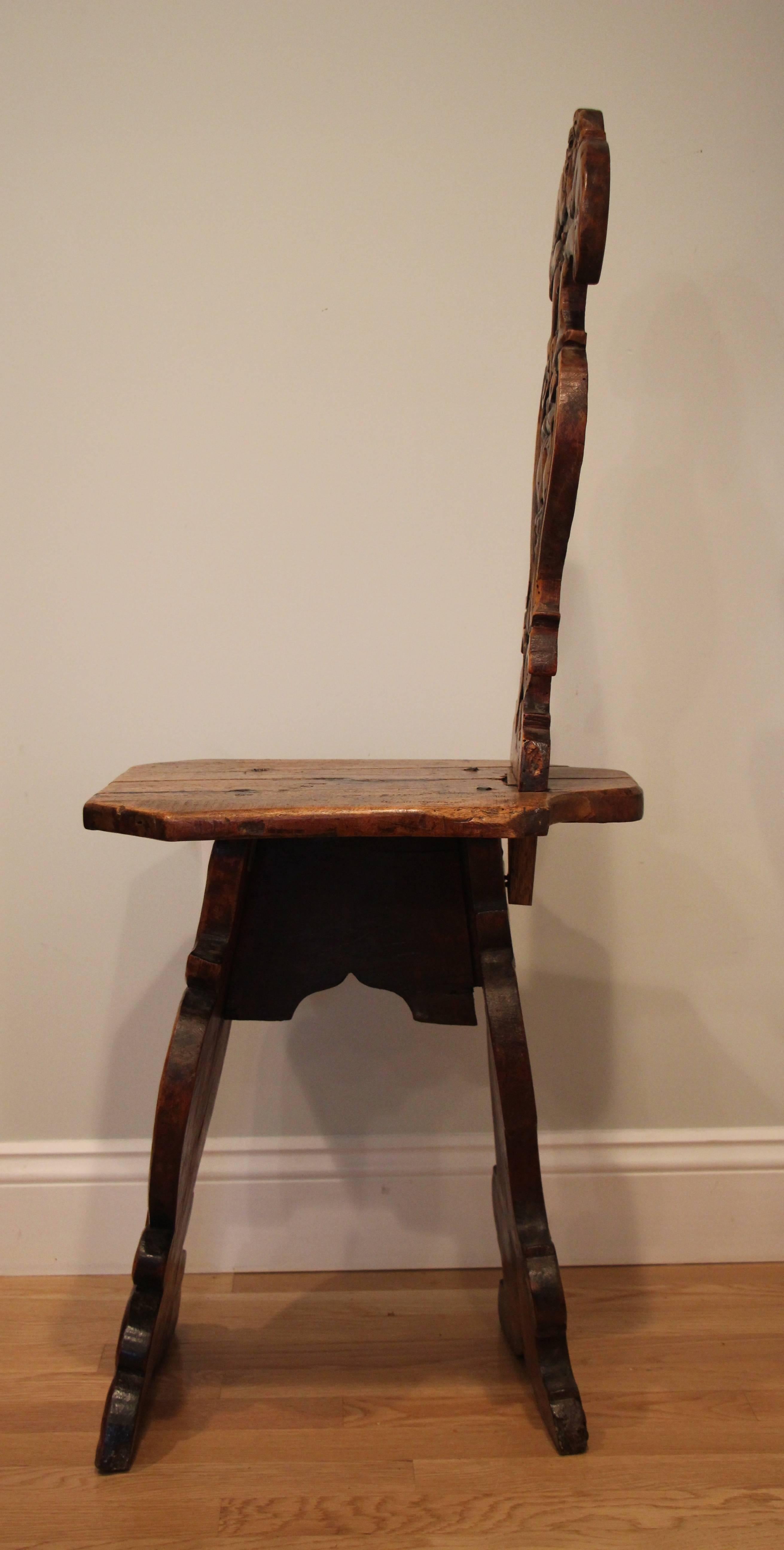 Walnut 19th Century Sgabello Chair