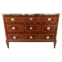 Commode néoclassique originale avec dessus en marbre, France 1780